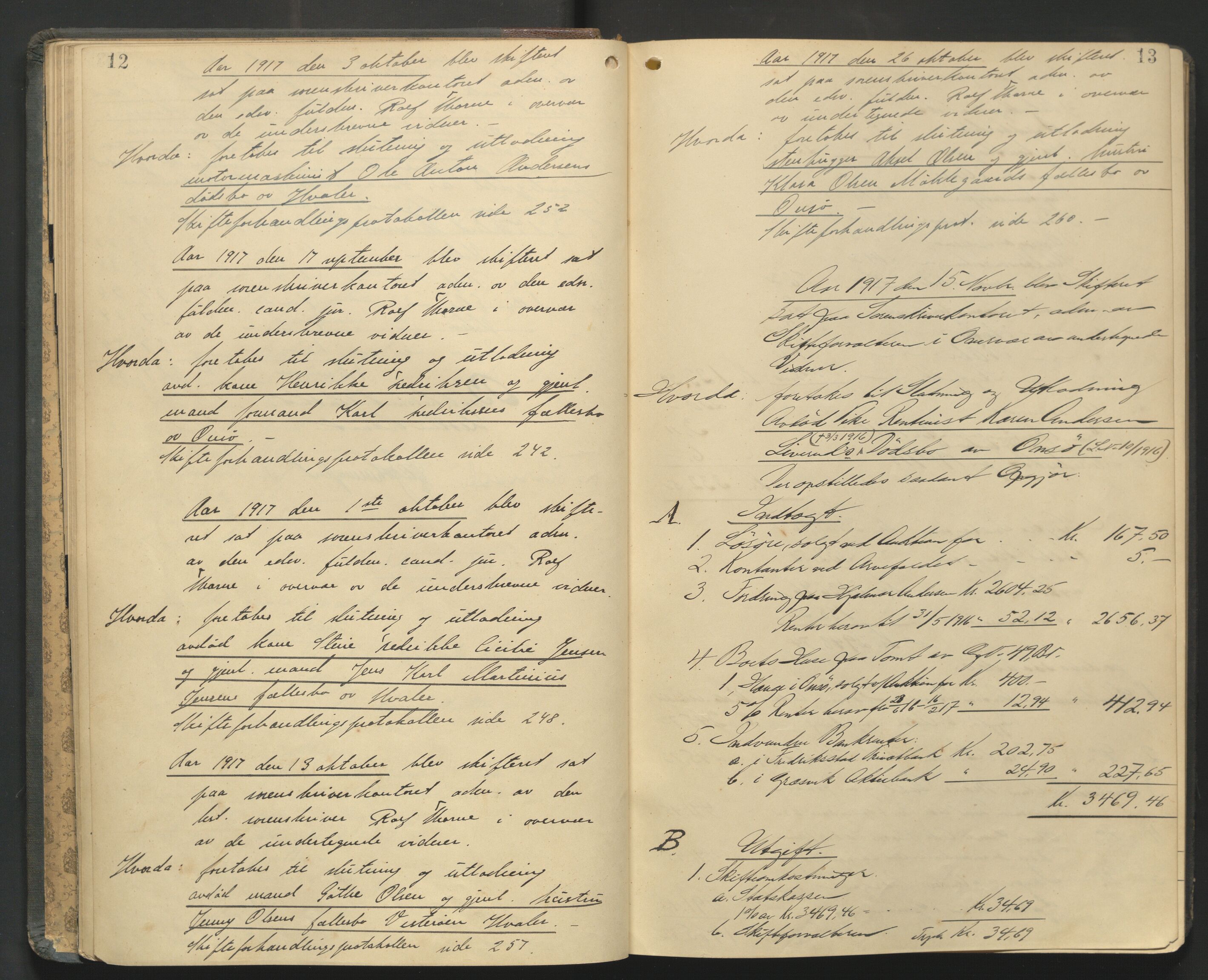 Onsøy sorenskriveri, AV/SAO-A-10474/H/He/L0002: Skifteutlodningsprotokoll, 1917-1921, p. 12-13