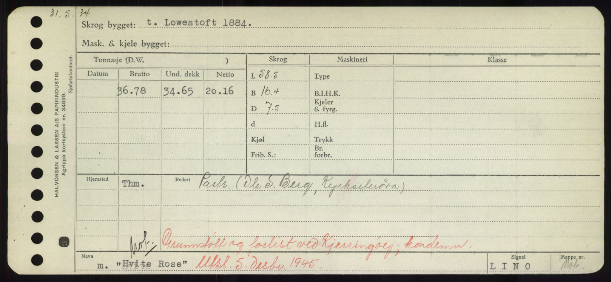 Sjøfartsdirektoratet med forløpere, Skipsmålingen, RA/S-1627/H/Hd/L0017: Fartøy, Holi-Hå, p. 199