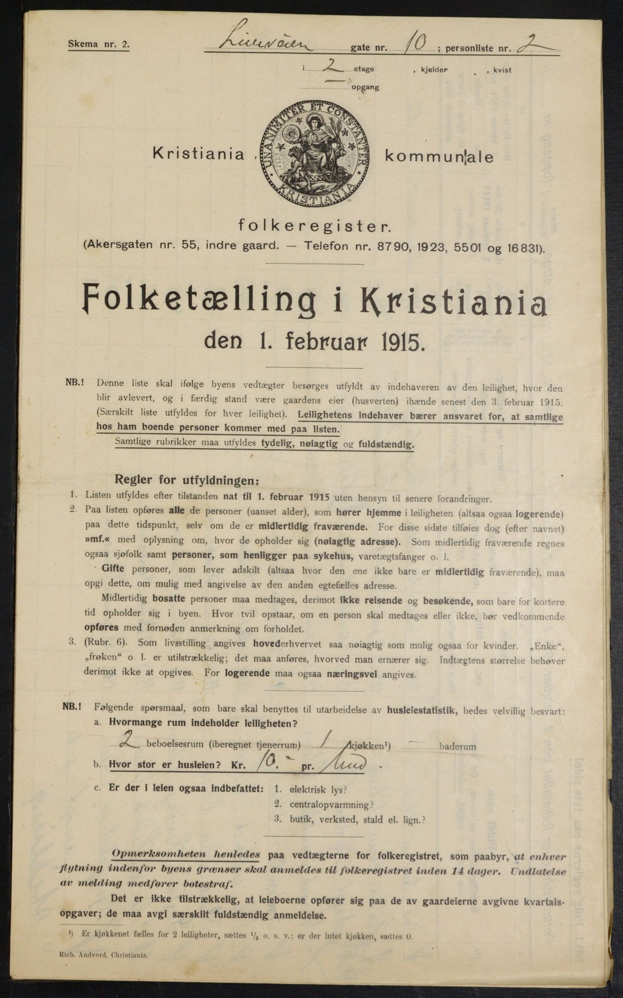 OBA, Municipal Census 1915 for Kristiania, 1915, p. 57005