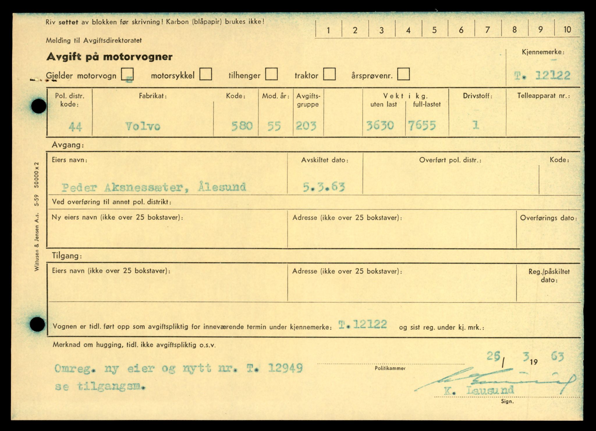 Møre og Romsdal vegkontor - Ålesund trafikkstasjon, AV/SAT-A-4099/F/Fe/L0036: Registreringskort for kjøretøy T 12831 - T 13030, 1927-1998, p. 1821