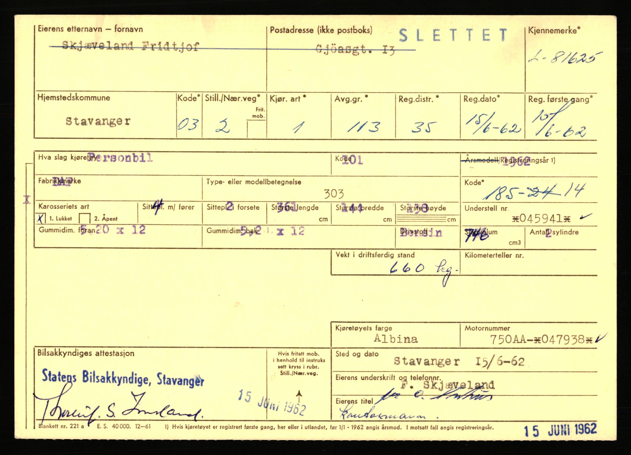 Stavanger trafikkstasjon, AV/SAST-A-101942/0/F/L0071: L-80500 - L-82199, 1930-1971, p. 1909