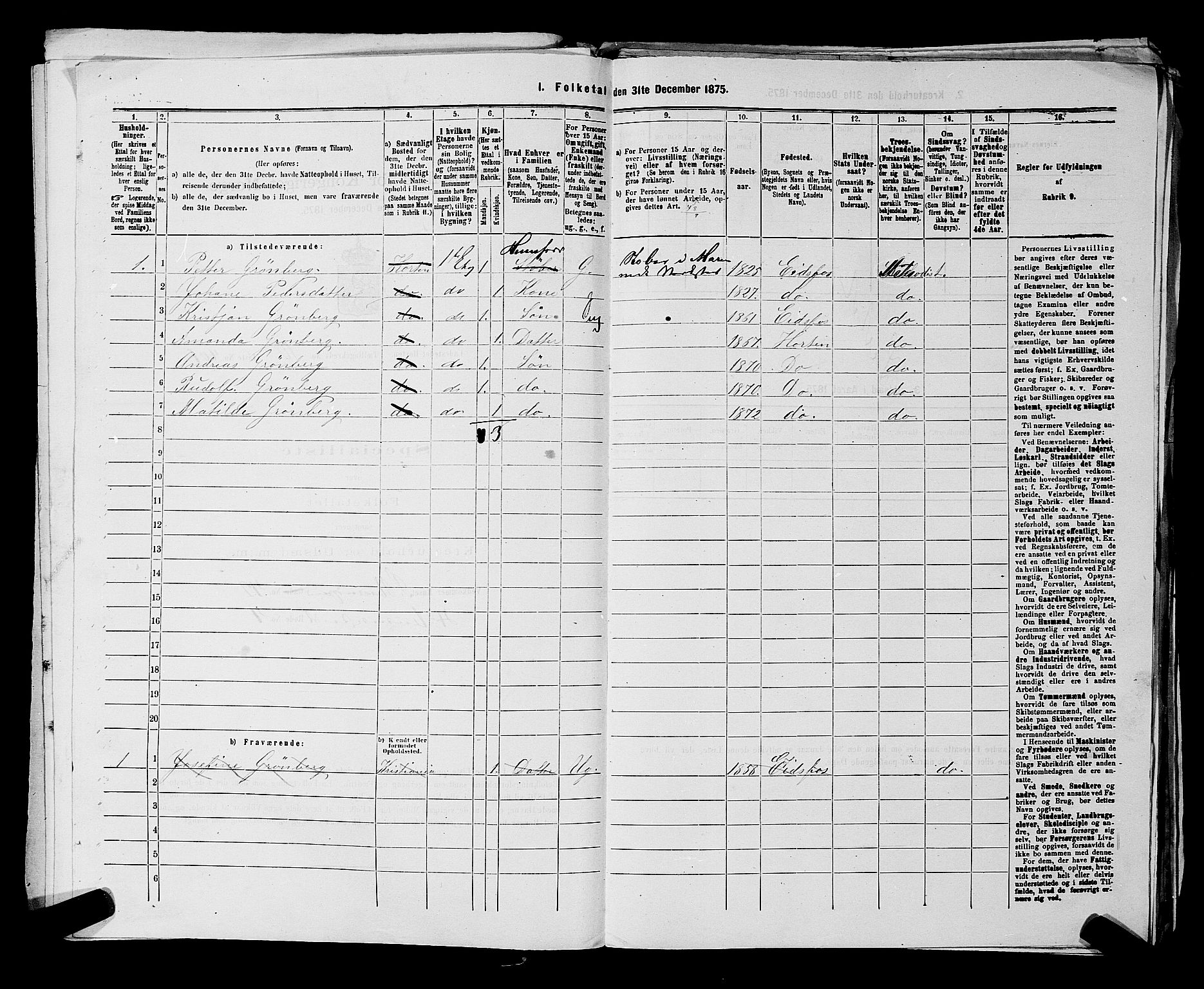 SAKO, 1875 census for 0703P Horten, 1875, p. 901