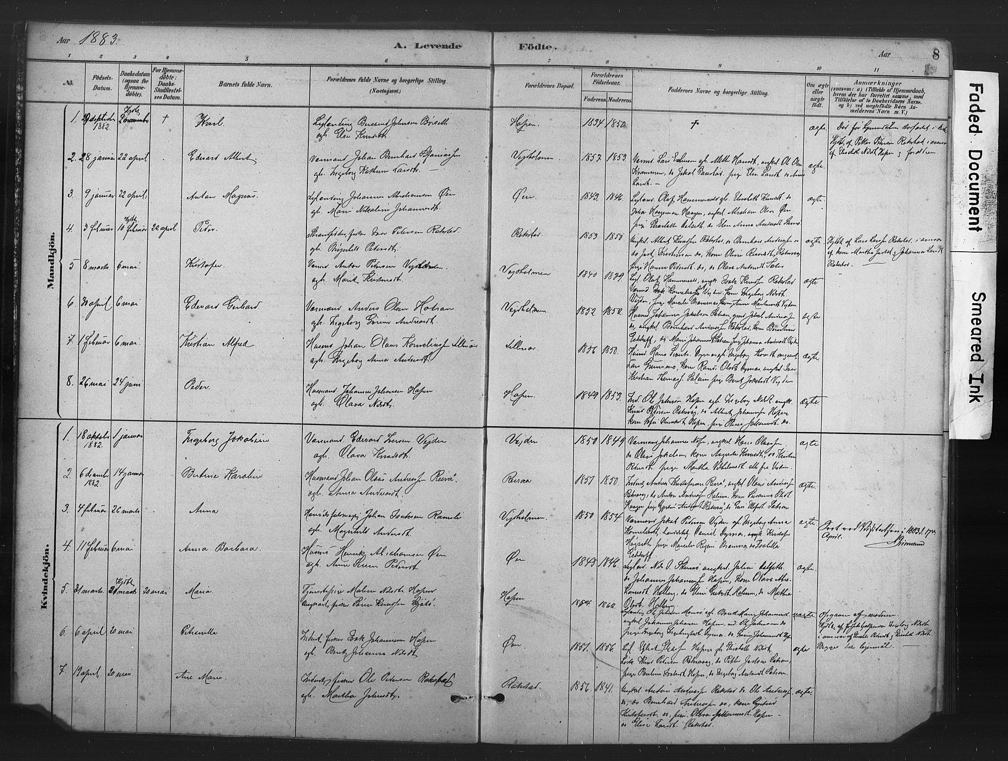 Ministerialprotokoller, klokkerbøker og fødselsregistre - Møre og Romsdal, SAT/A-1454/583/L0954: Parish register (official) no. 583A01, 1880-1906, p. 8