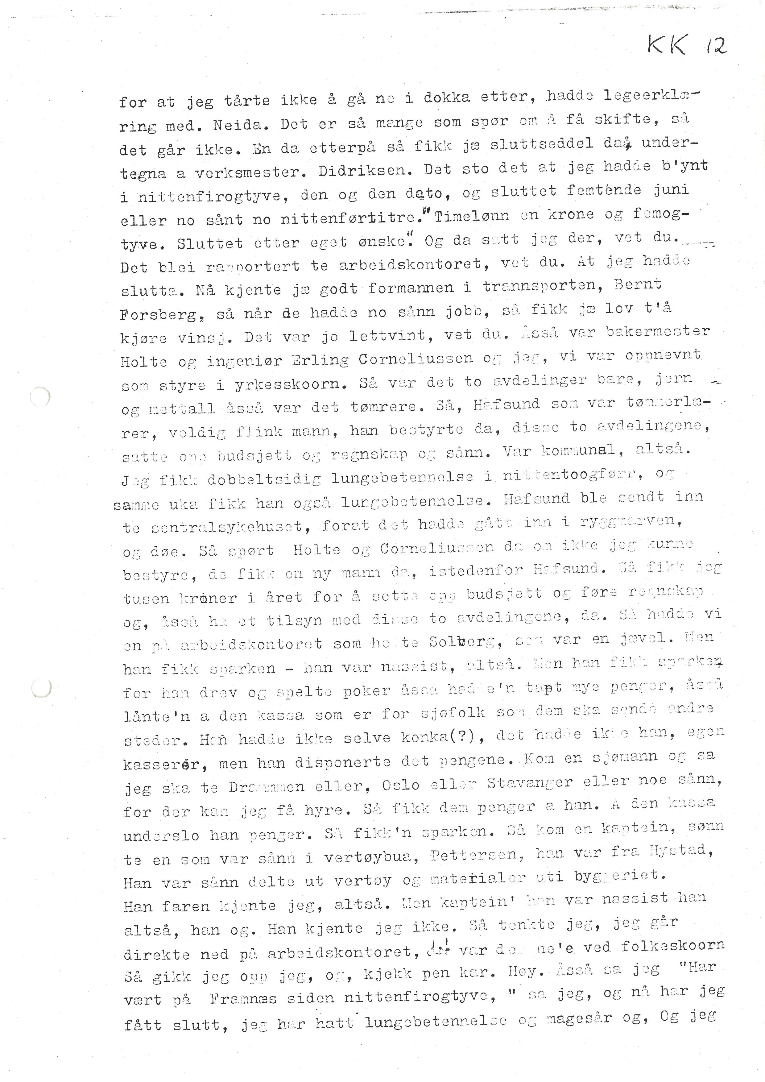 Sa 16 - Folkemusikk fra Vestfold, Gjerdesamlingen, VEMU/A-1868/I/L0001: Informantregister med intervjunedtegnelser, 1979-1986