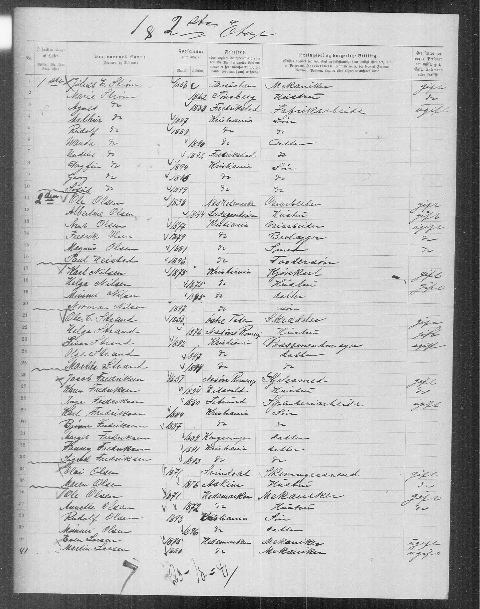 OBA, Municipal Census 1899 for Kristiania, 1899, p. 13958