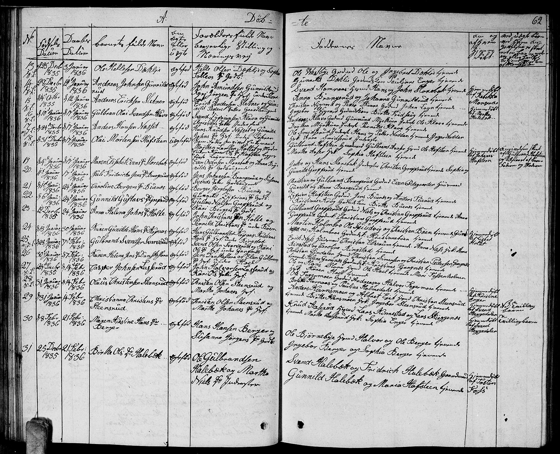Høland prestekontor Kirkebøker, SAO/A-10346a/G/Ga/L0002: Parish register (copy) no. I 2, 1827-1845, p. 62