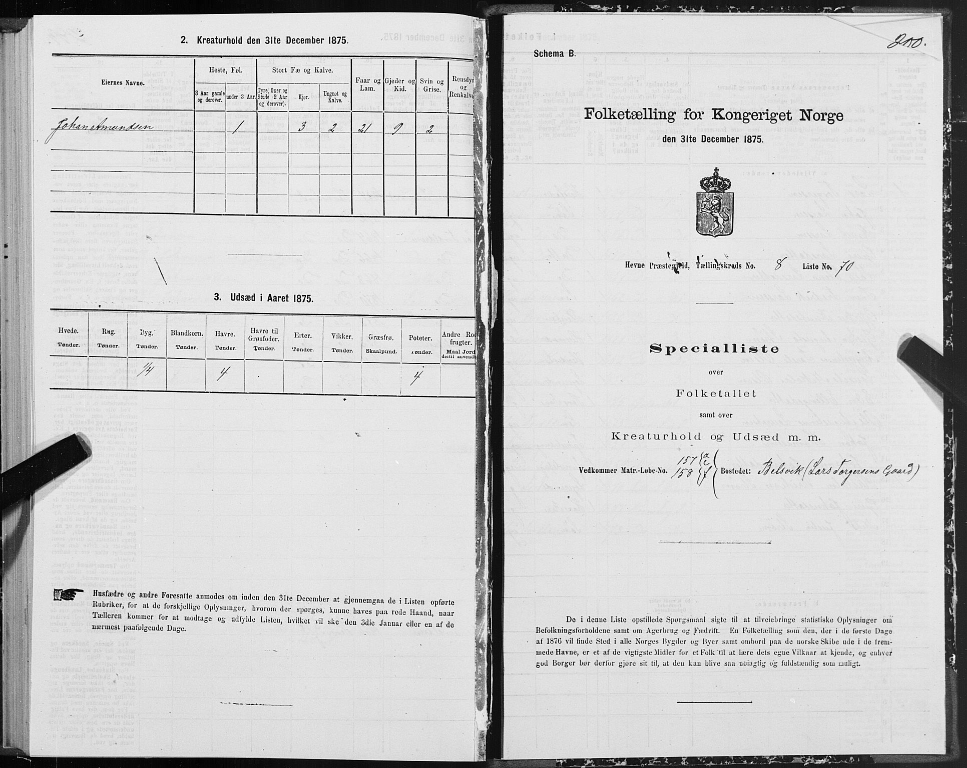 SAT, 1875 census for 1612P Hemne, 1875, p. 4300