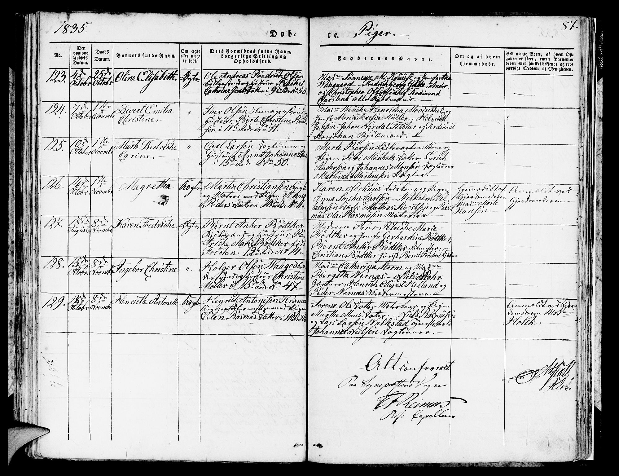 Domkirken sokneprestembete, SAB/A-74801/H/Hab/L0007: Parish register (copy) no. A 7, 1832-1836, p. 87