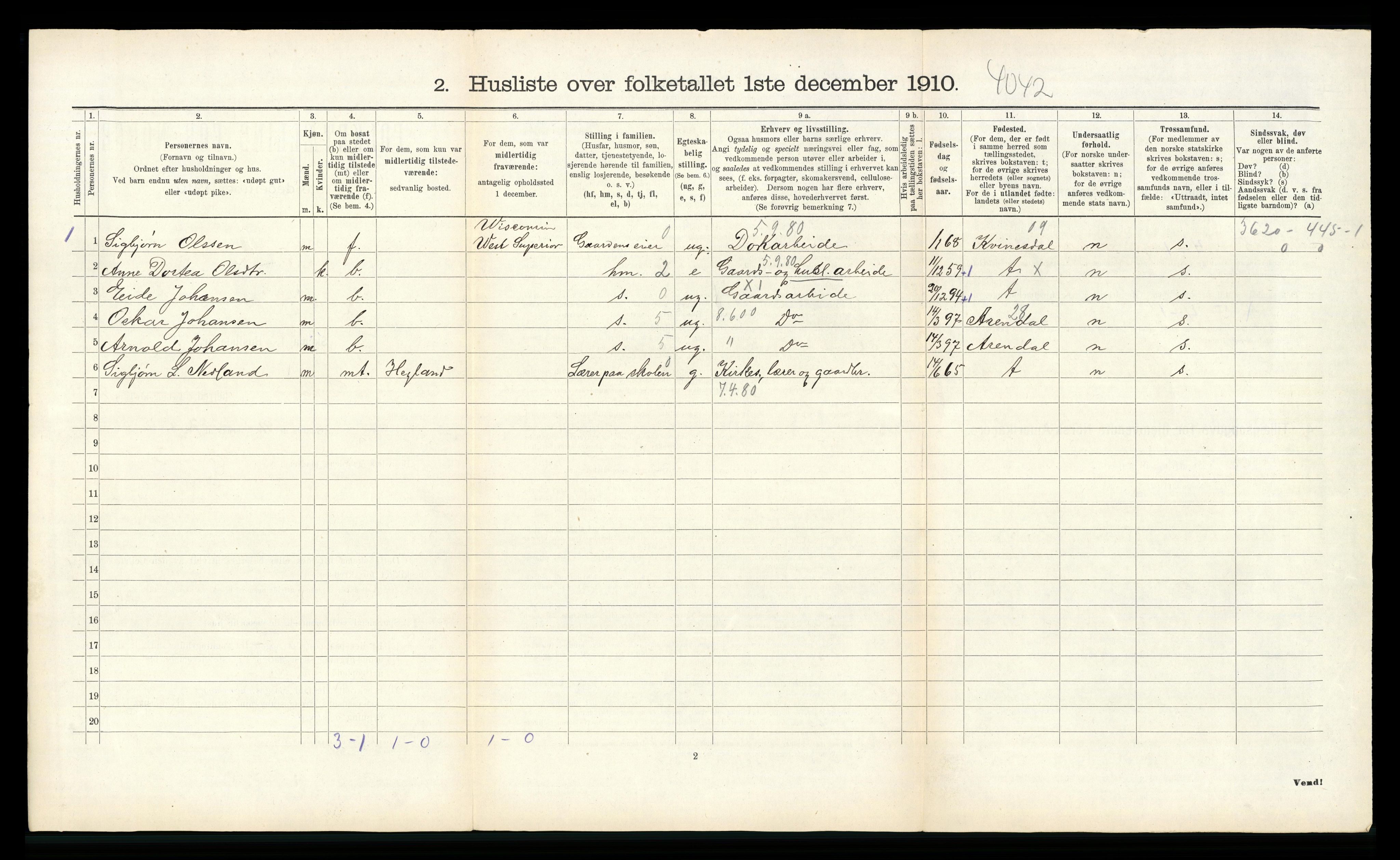 RA, 1910 census for Gyland, 1910, p. 355
