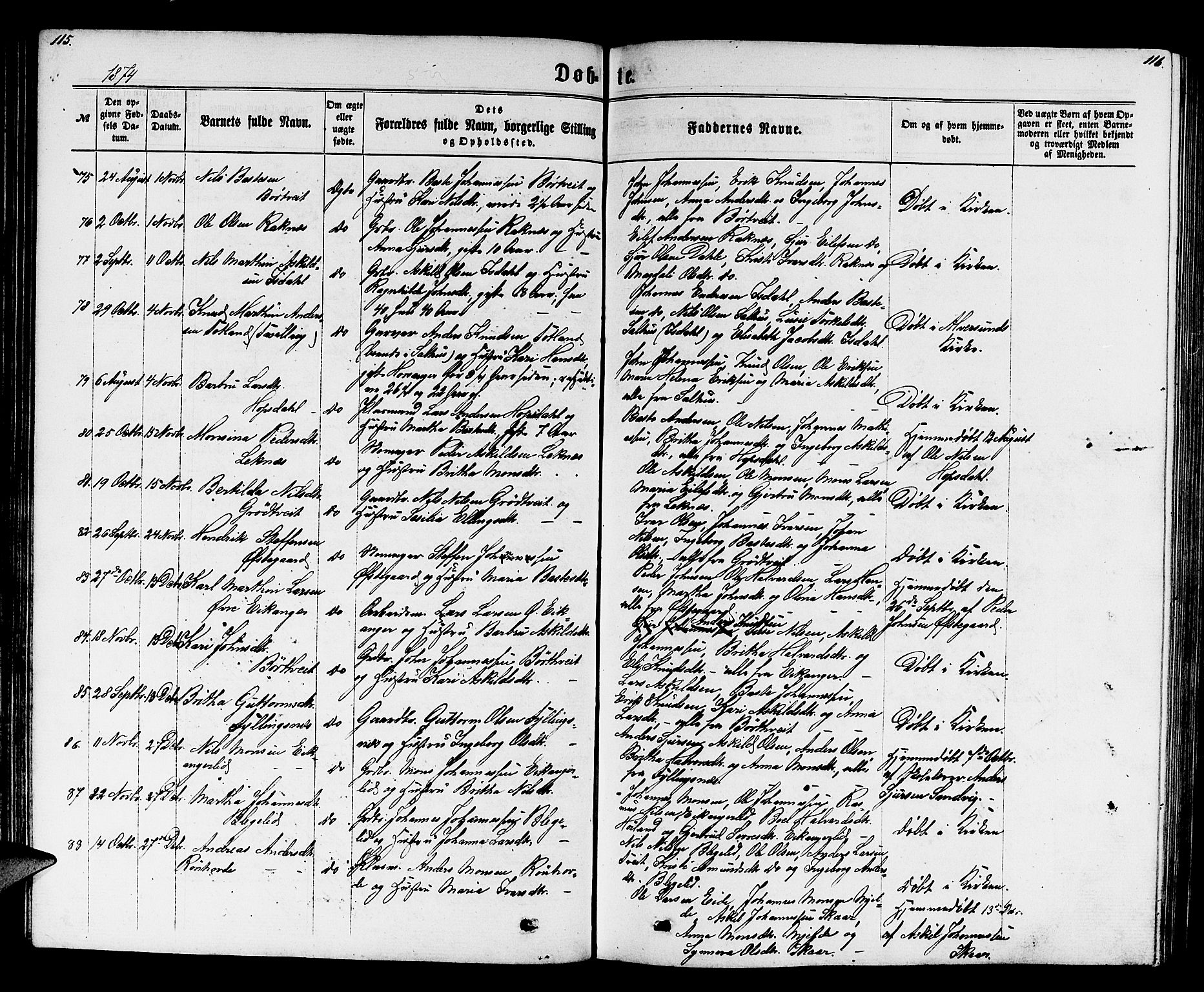 Hamre sokneprestembete, SAB/A-75501/H/Ha/Hab: Parish register (copy) no. B 2, 1863-1880, p. 115-116