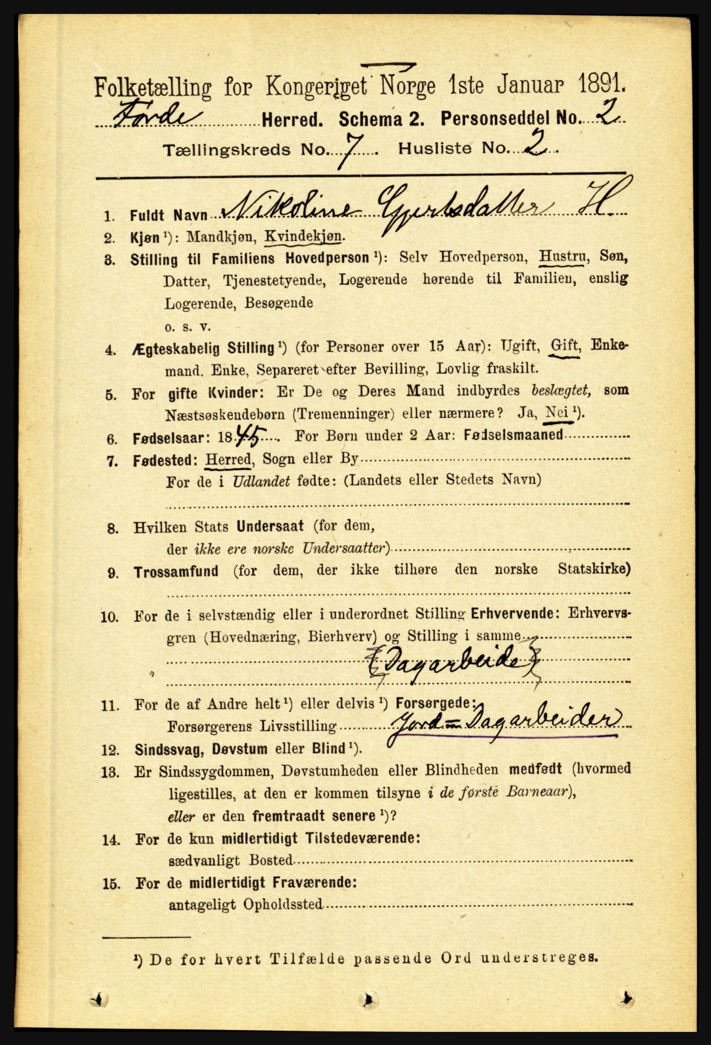 RA, 1891 census for 1432 Førde, 1891, p. 2505