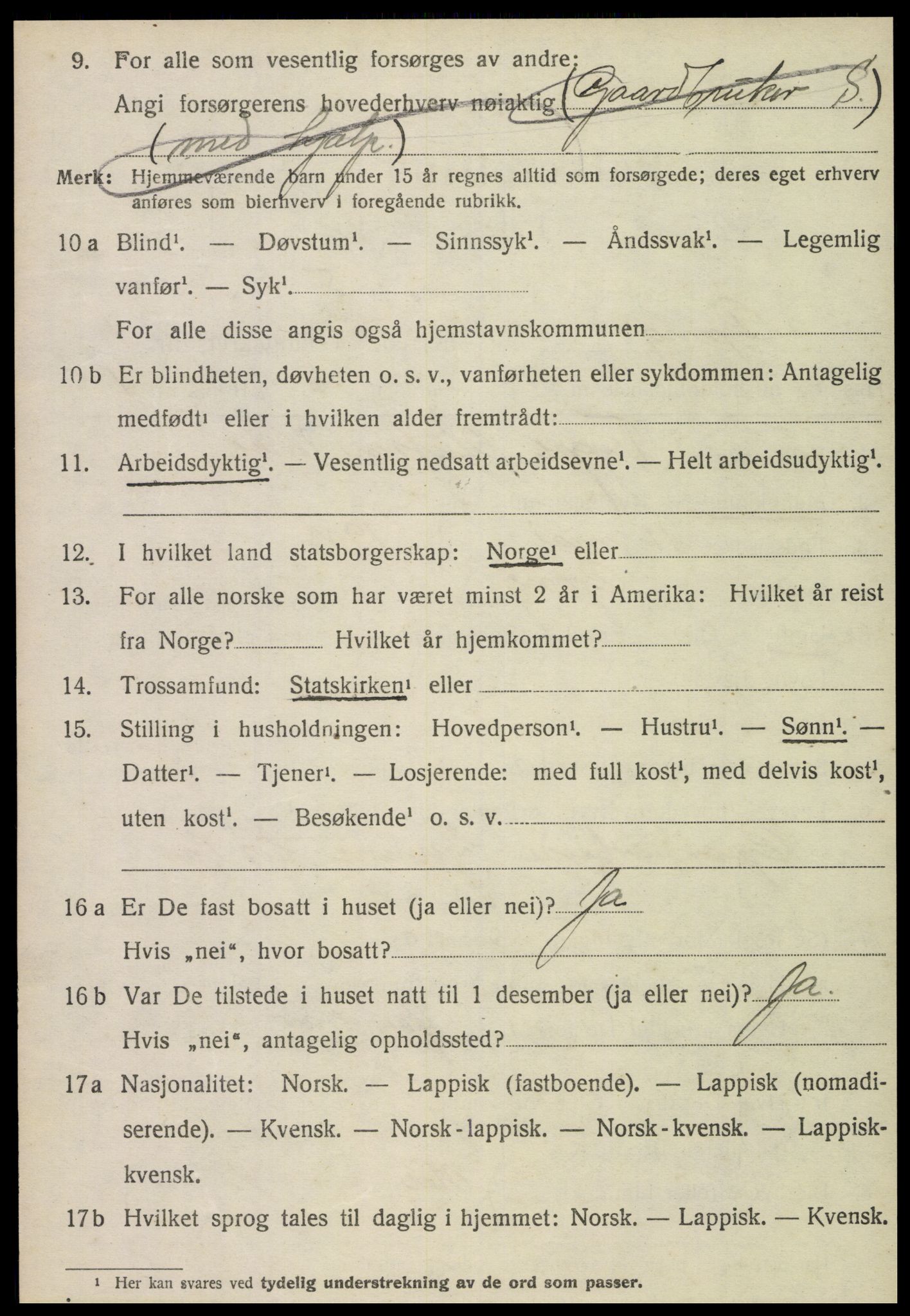 SAT, 1920 census for Grong, 1920, p. 1210