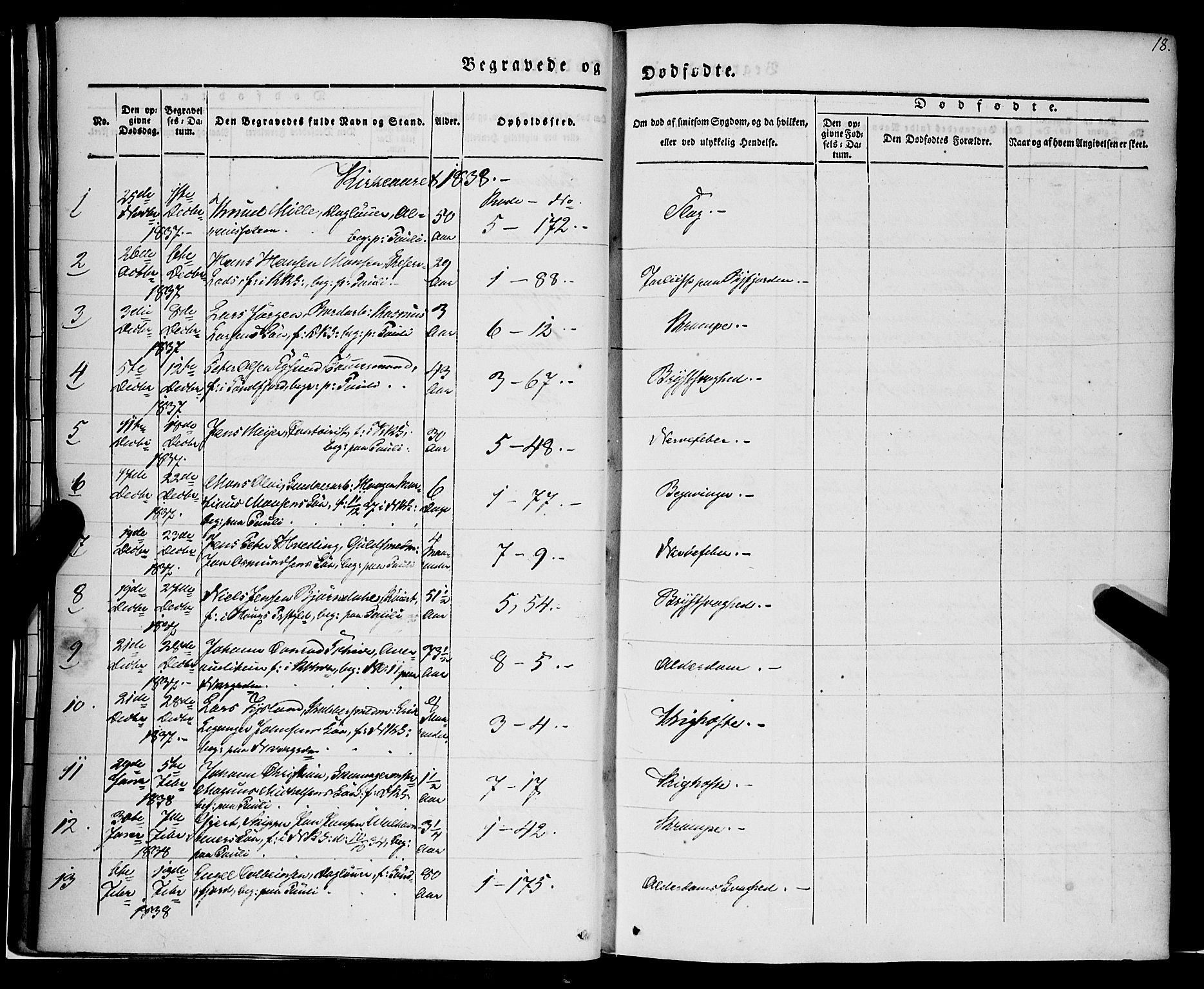Nykirken Sokneprestembete, SAB/A-77101/H/Haa/L0041: Parish register (official) no. E 1, 1833-1850, p. 18