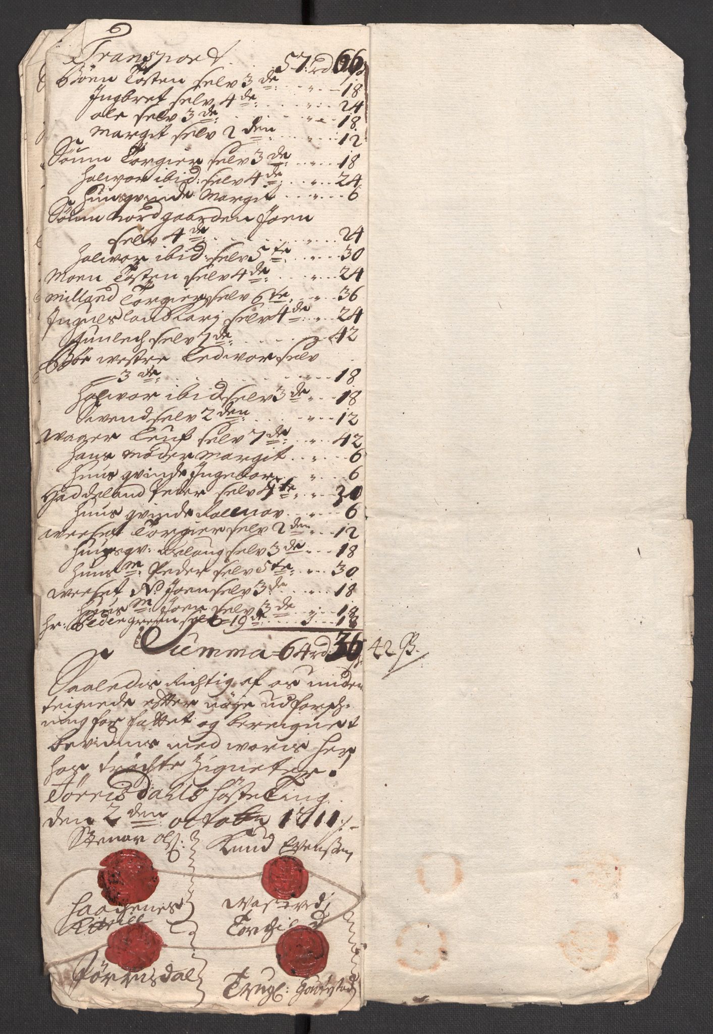 Rentekammeret inntil 1814, Reviderte regnskaper, Fogderegnskap, AV/RA-EA-4092/R36/L2121: Fogderegnskap Øvre og Nedre Telemark og Bamble, 1711, p. 164