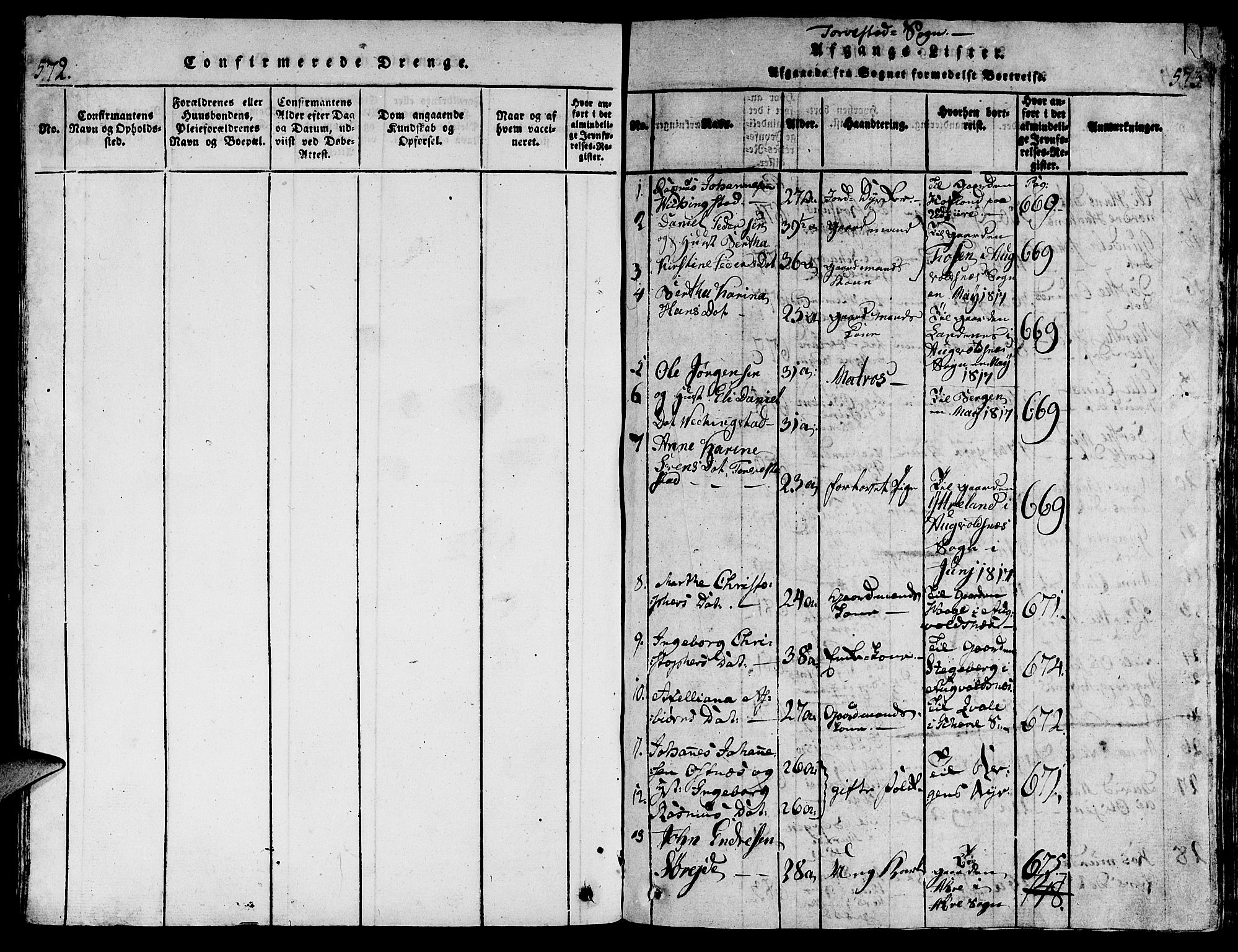 Torvastad sokneprestkontor, SAST/A -101857/H/Ha/Hab/L0001: Parish register (copy) no. B 1 /1, 1817-1835, p. 572-573