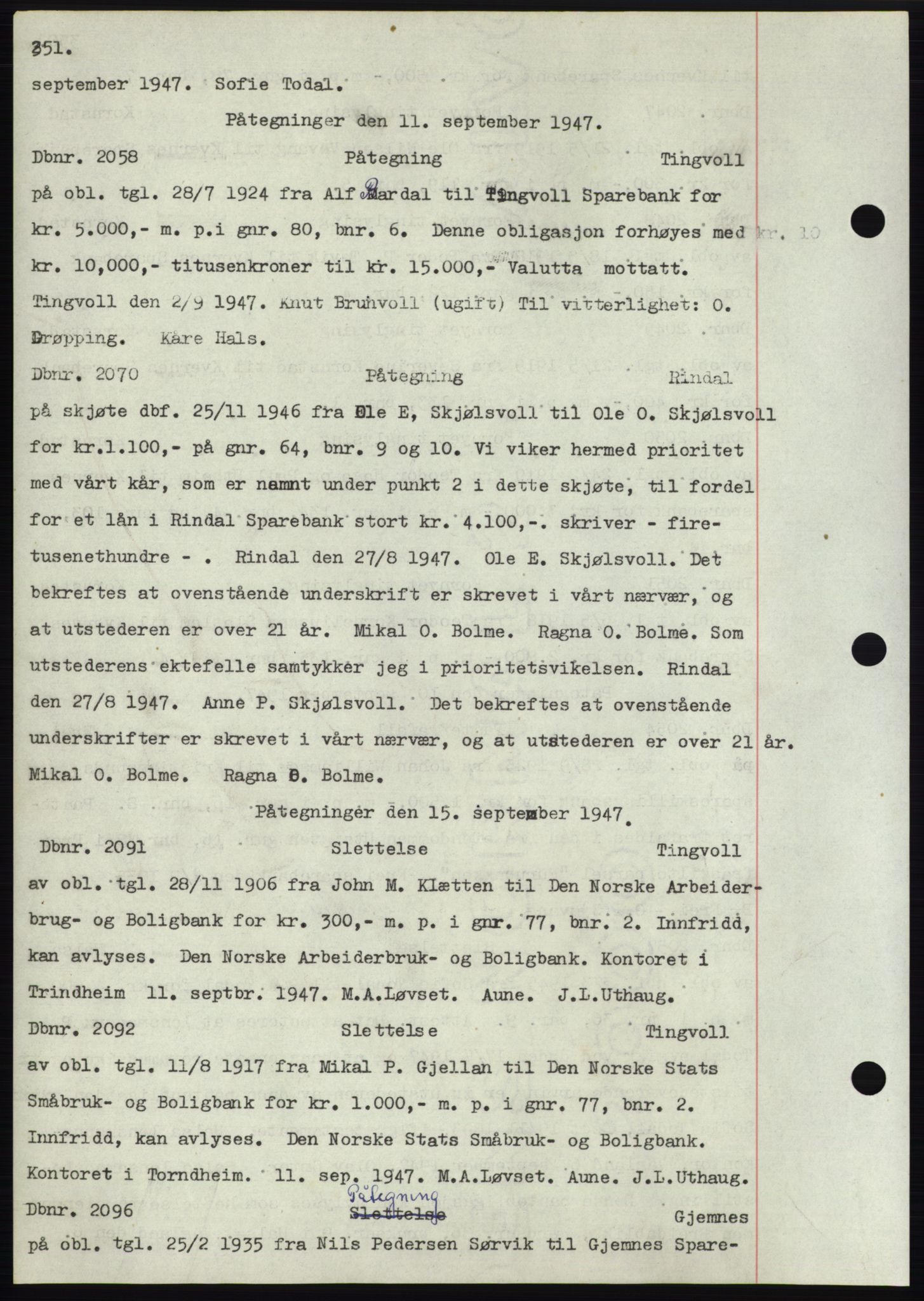 Nordmøre sorenskriveri, SAT/A-4132/1/2/2Ca: Mortgage book no. C82b, 1946-1951, Diary no: : 2058/1947