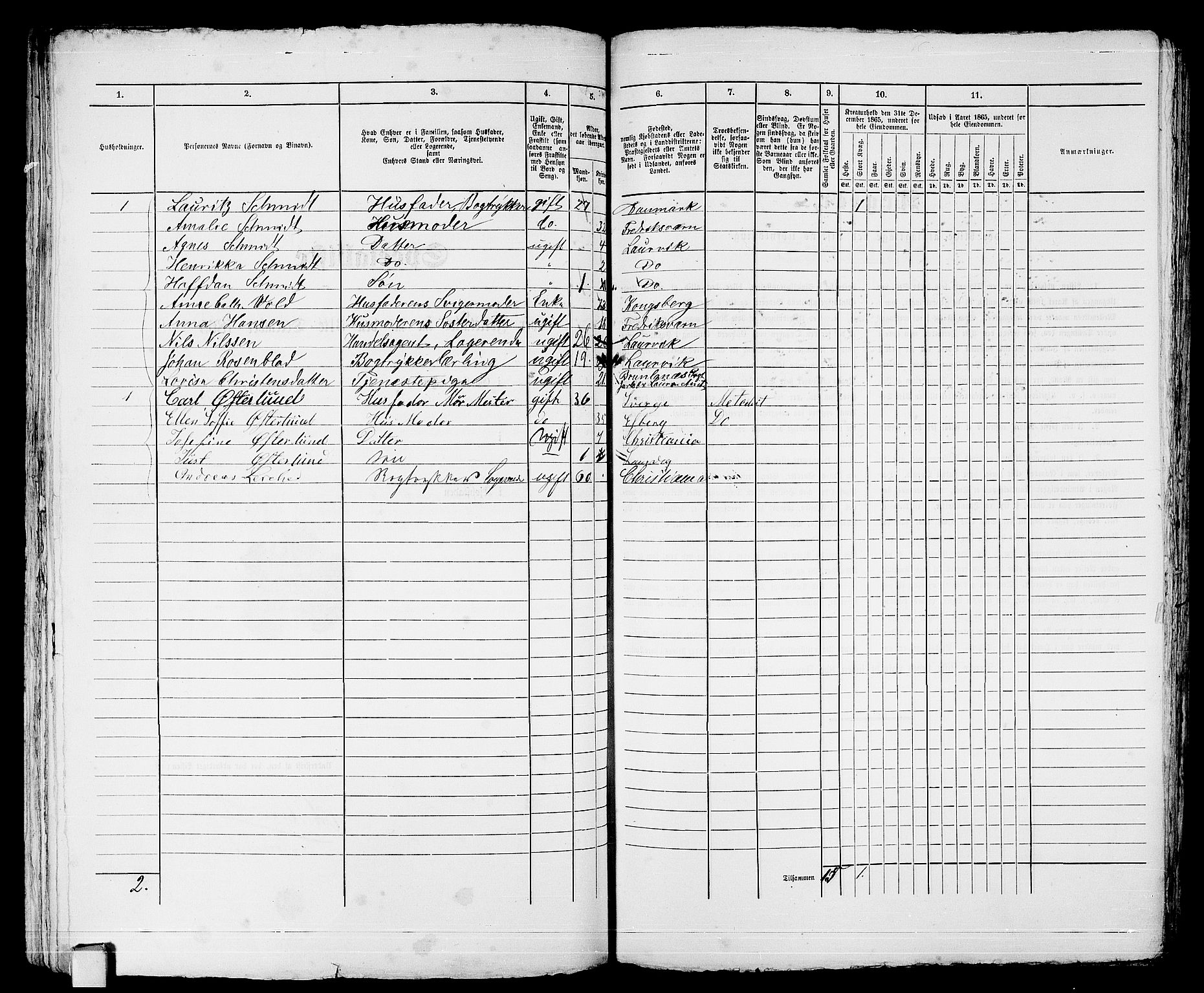 RA, 1865 census for Larvik, 1865, p. 142