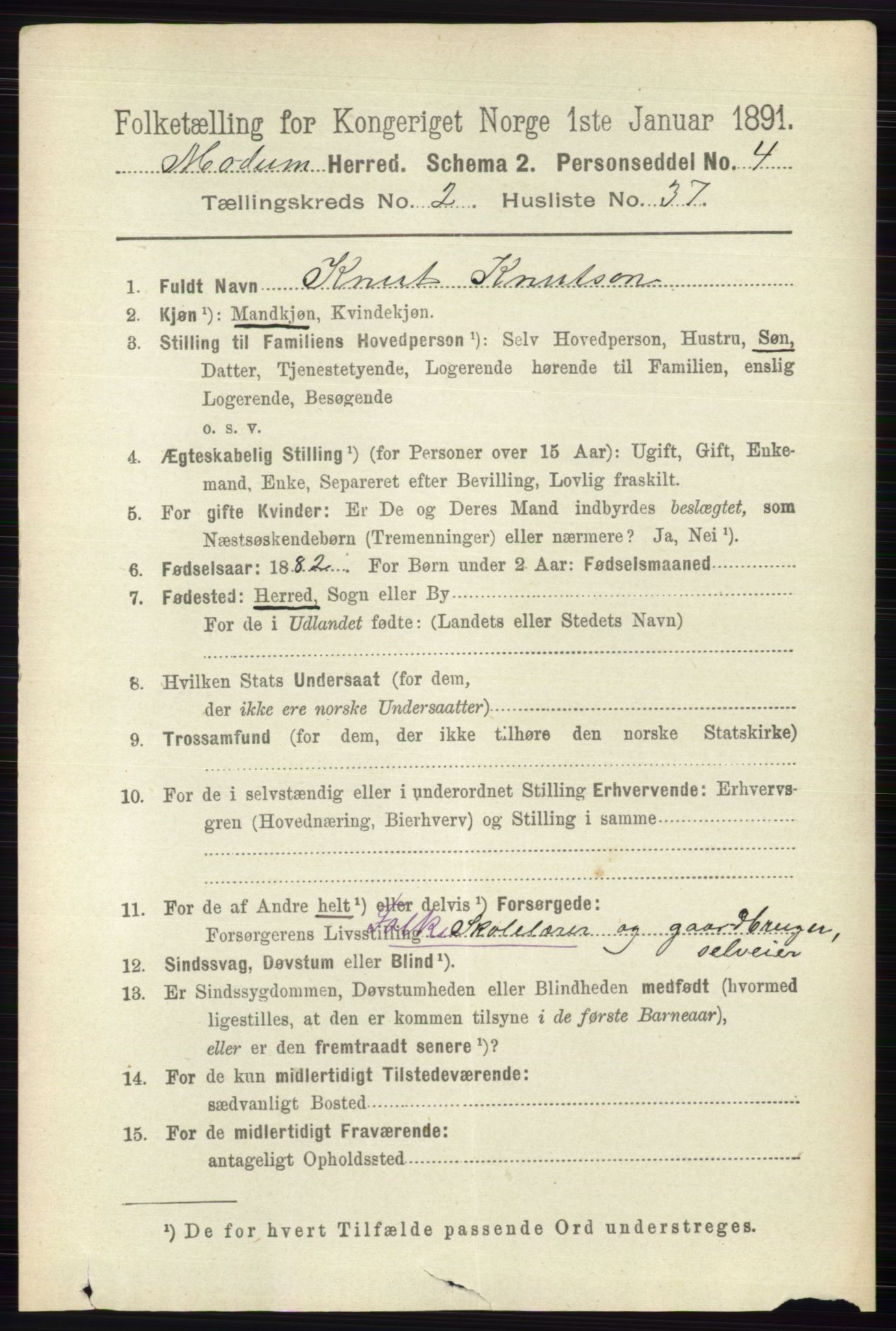 RA, 1891 census for 0623 Modum, 1891, p. 675