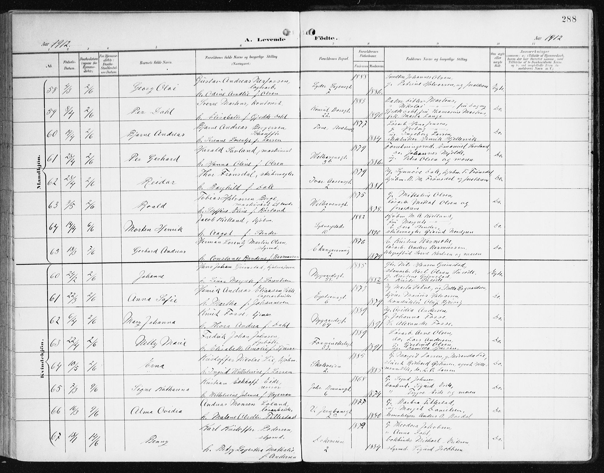 Johanneskirken sokneprestembete, AV/SAB-A-76001/H/Haa/L0002: Parish register (official) no. A 2, 1900-1912, p. 288