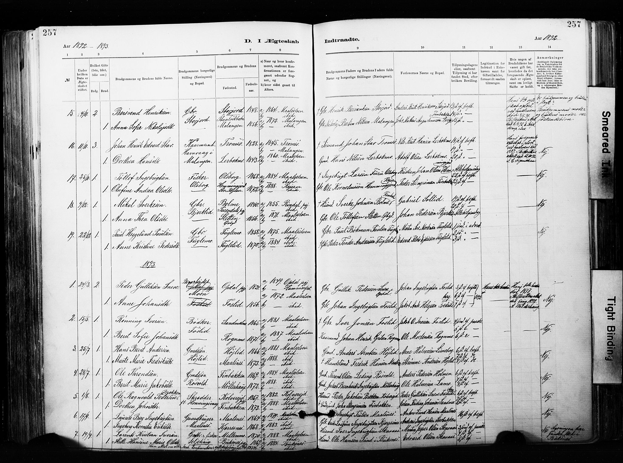 Målselv sokneprestembete, SATØ/S-1311/G/Ga/Gaa/L0007kirke: Parish register (official) no. 7, 1884-1903, p. 257