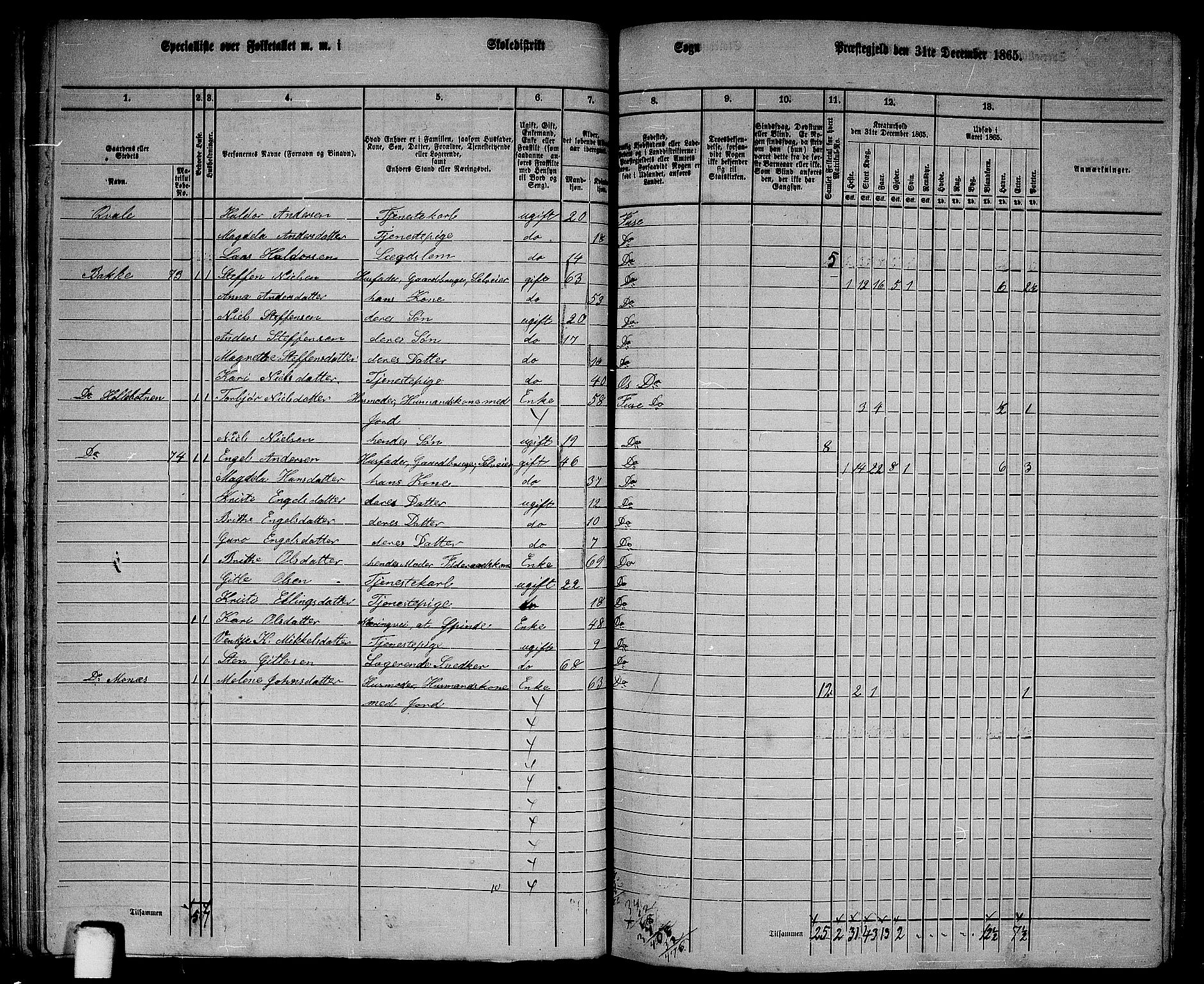 RA, 1865 census for Fusa, 1865, p. 35