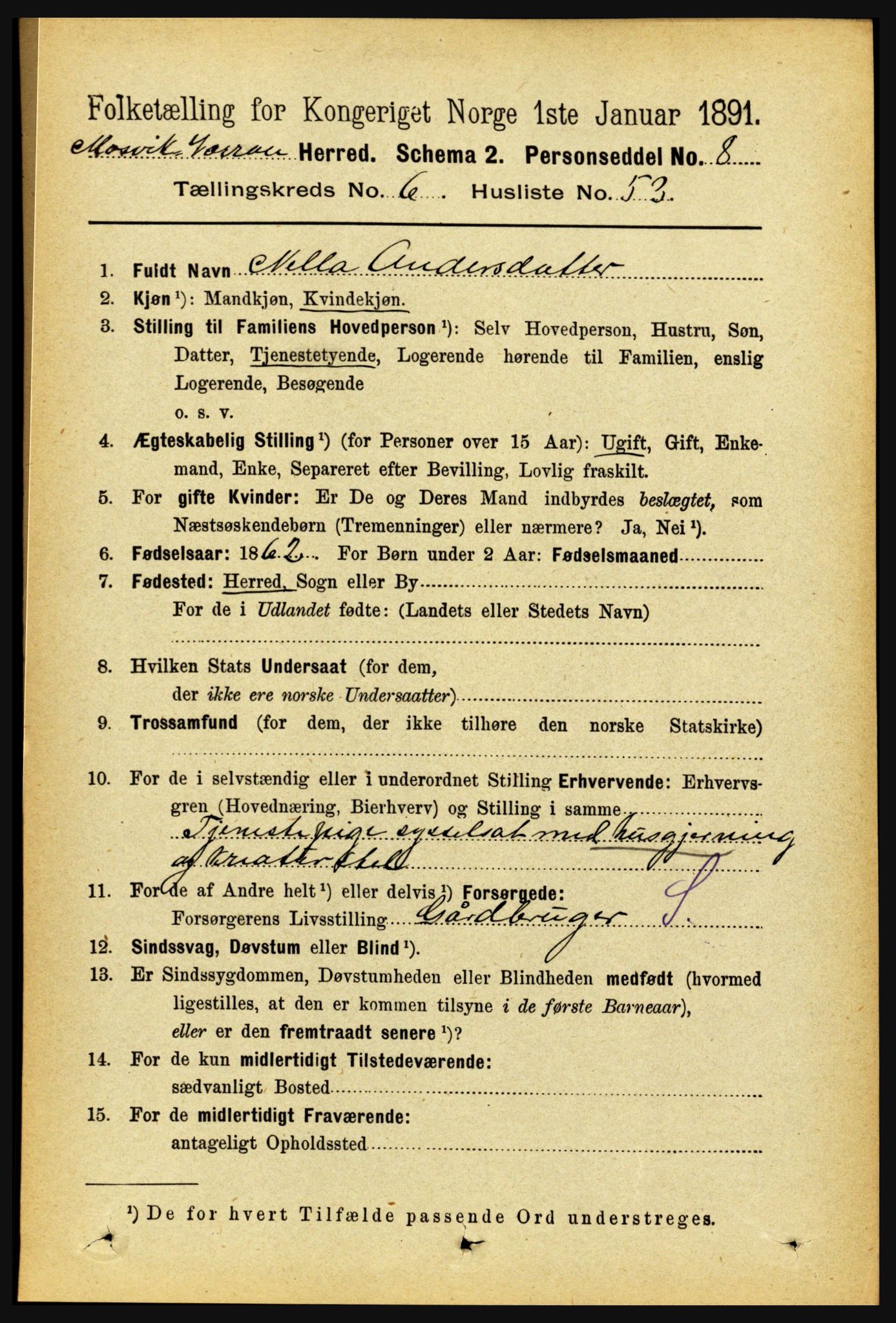 RA, 1891 census for 1723 Mosvik og Verran, 1891, p. 2839