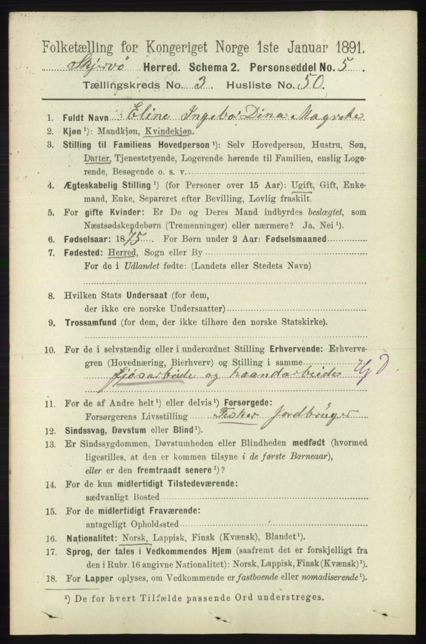 RA, 1891 census for 1941 Skjervøy, 1891, p. 2211