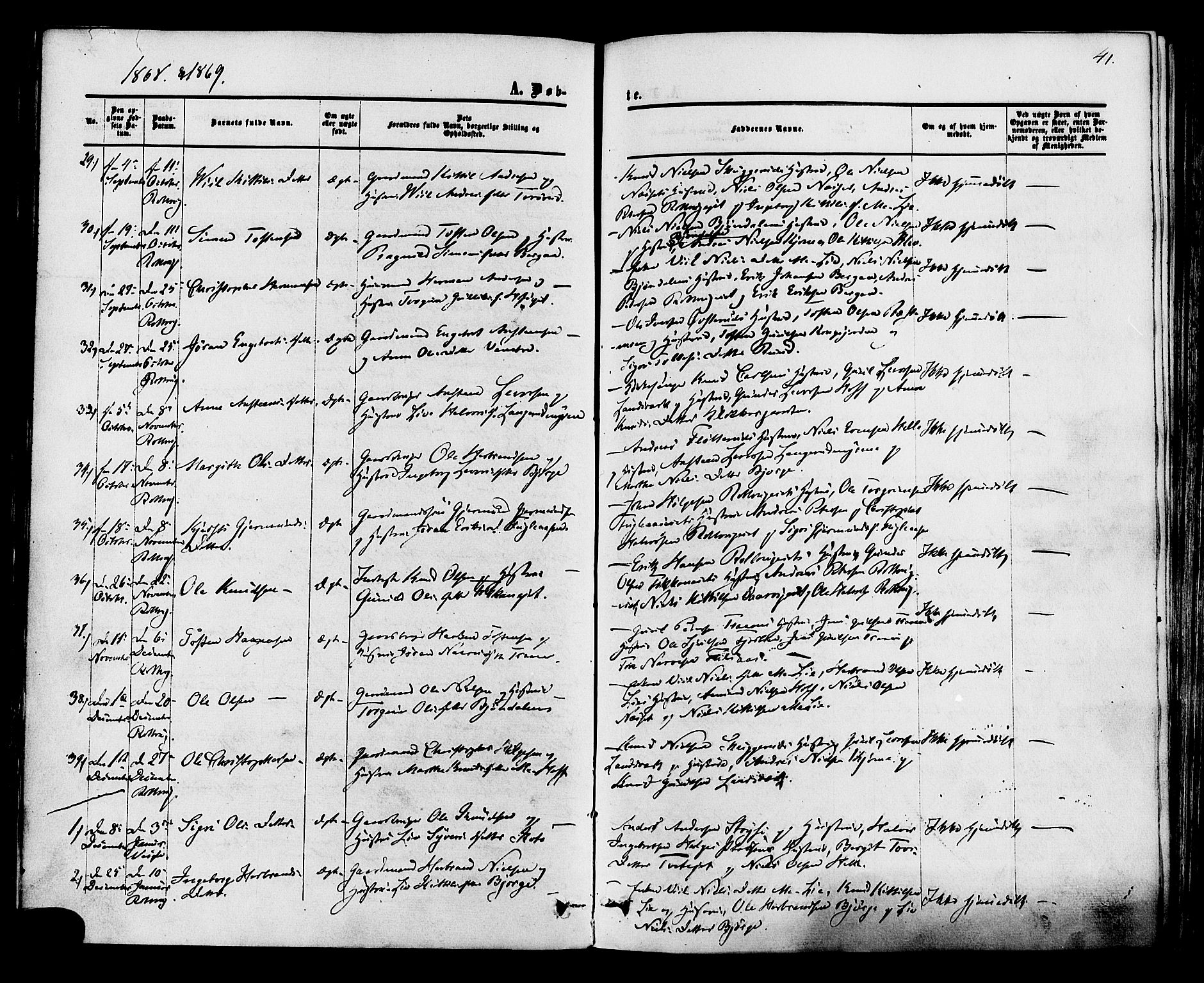 Rollag kirkebøker, SAKO/A-240/F/Fa/L0009: Parish register (official) no. I 9, 1860-1874, p. 41