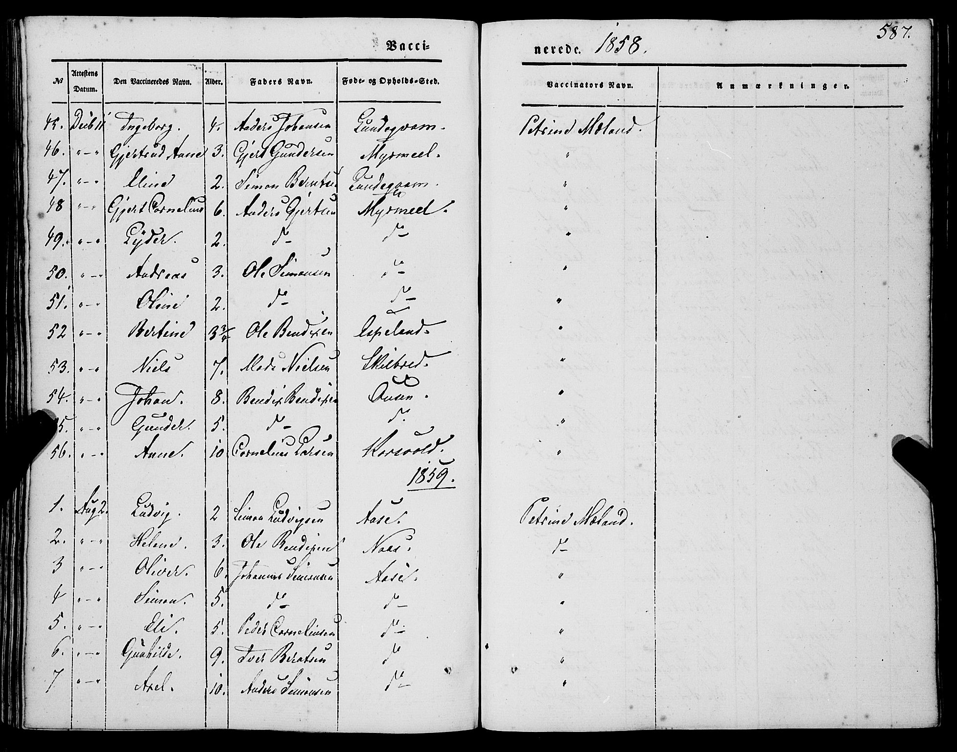 Gaular sokneprestembete, AV/SAB-A-80001/H/Haa: Parish register (official) no. A 4II, 1841-1859, p. 587