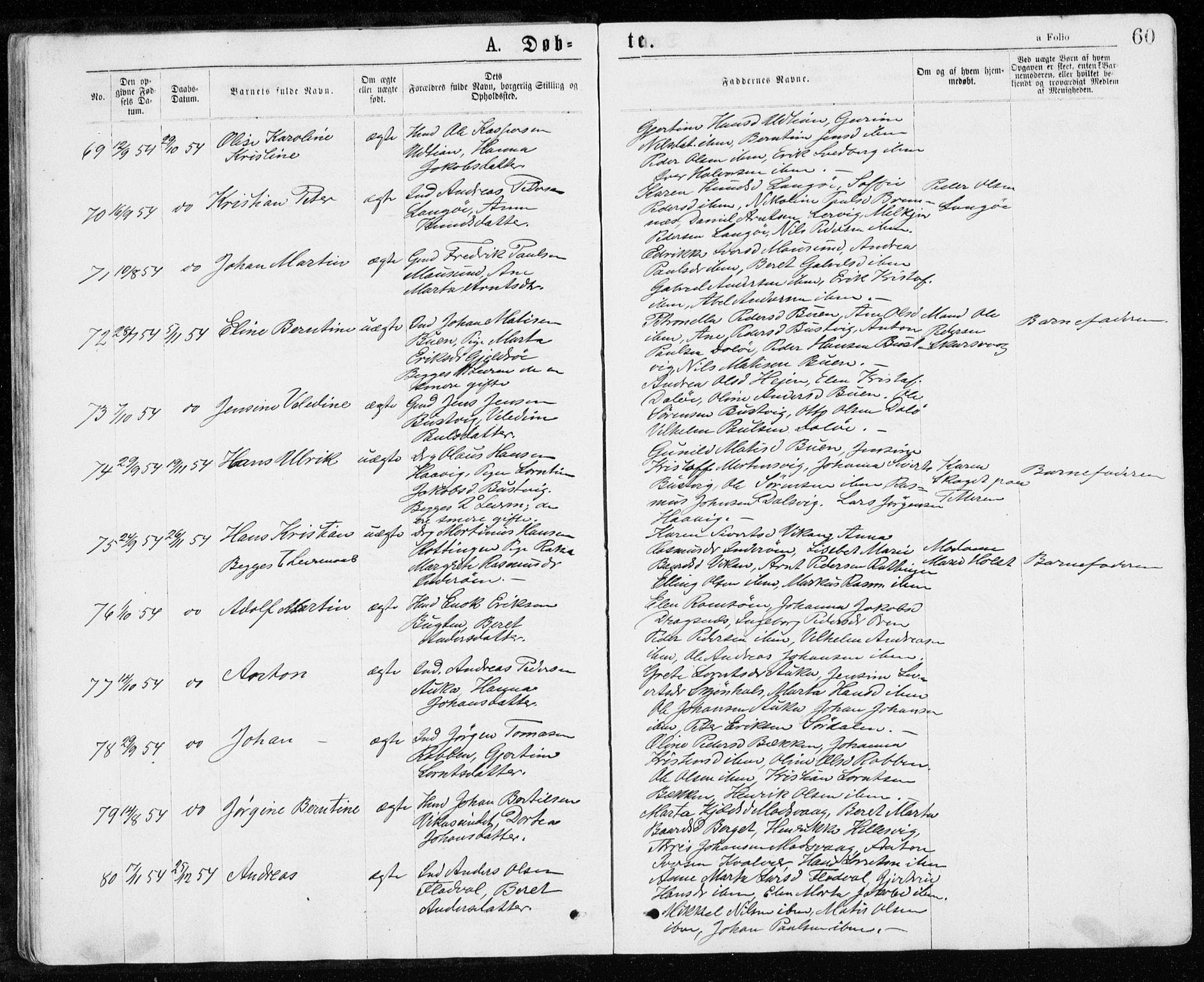 Ministerialprotokoller, klokkerbøker og fødselsregistre - Sør-Trøndelag, AV/SAT-A-1456/640/L0576: Parish register (official) no. 640A01, 1846-1876, p. 60