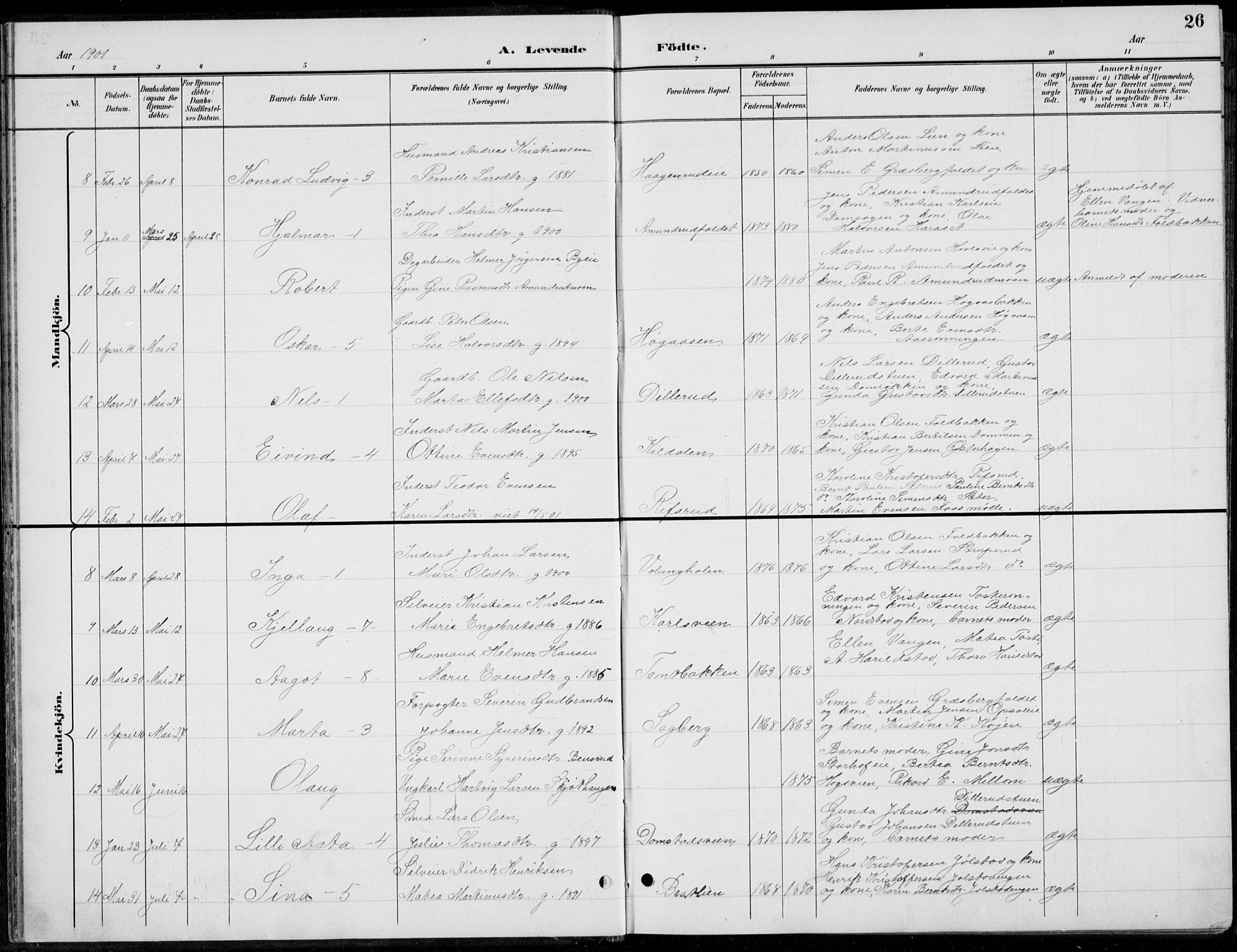 Romedal prestekontor, AV/SAH-PREST-004/L/L0013: Parish register (copy) no. 13, 1896-1937, p. 26