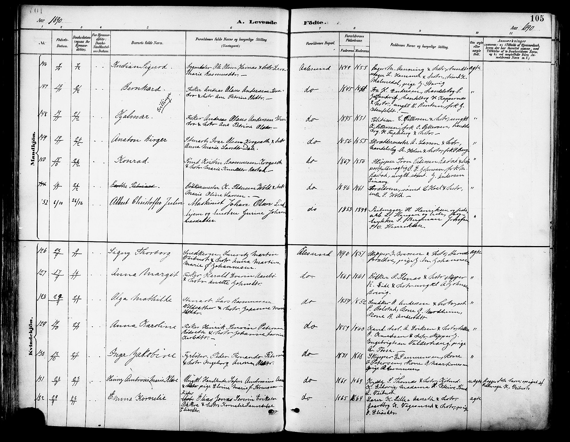 Ministerialprotokoller, klokkerbøker og fødselsregistre - Møre og Romsdal, AV/SAT-A-1454/529/L0455: Parish register (official) no. 529A05, 1885-1893, p. 105