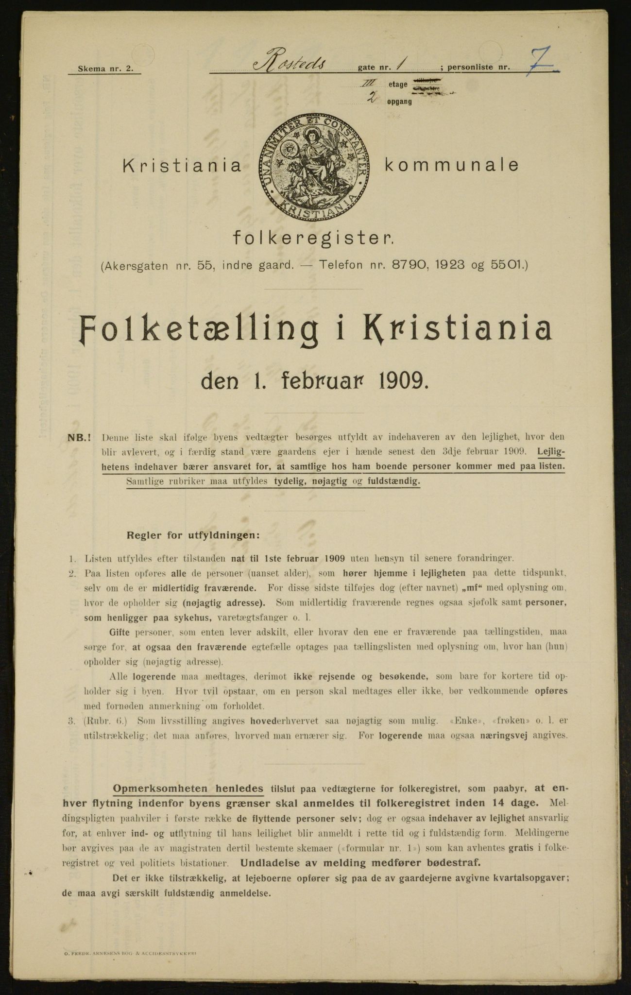 OBA, Municipal Census 1909 for Kristiania, 1909, p. 76297