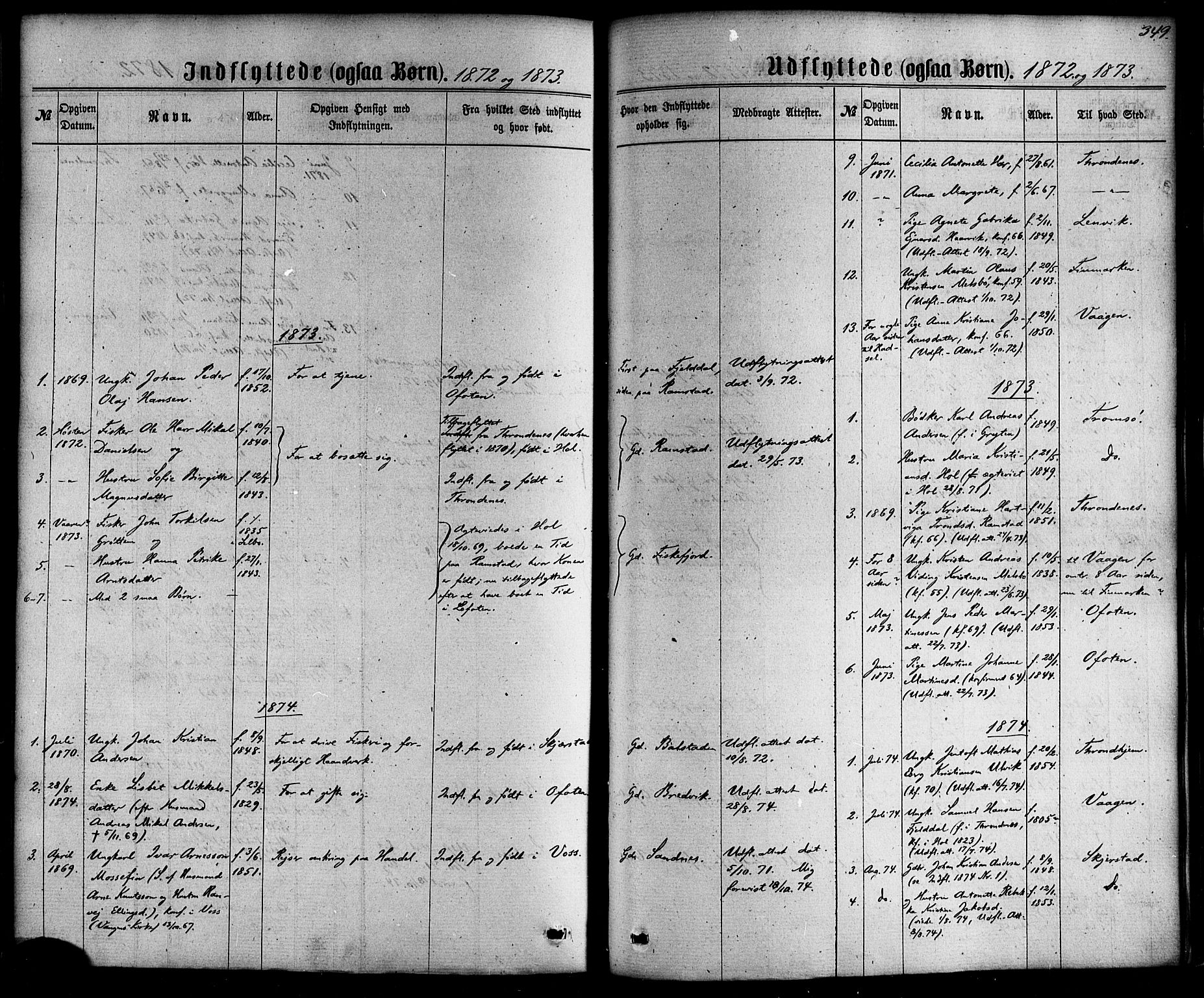 Ministerialprotokoller, klokkerbøker og fødselsregistre - Nordland, AV/SAT-A-1459/865/L0923: Parish register (official) no. 865A01, 1864-1884, p. 349