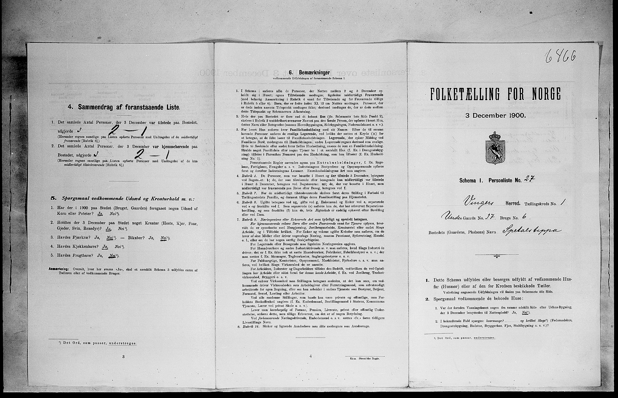 SAH, 1900 census for Vinger, 1900, p. 194