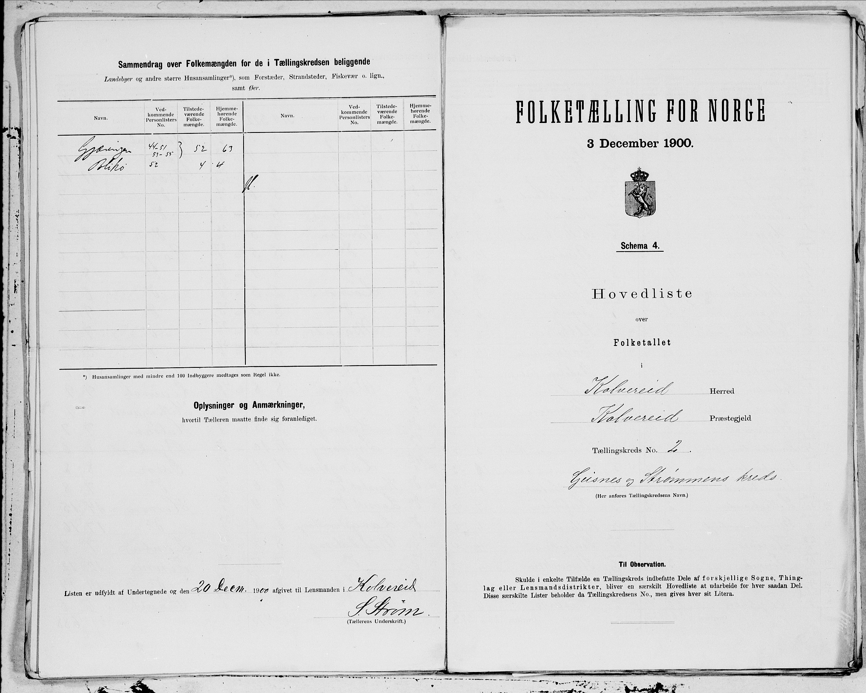 SAT, 1900 census for Kolvereid, 1900, p. 6