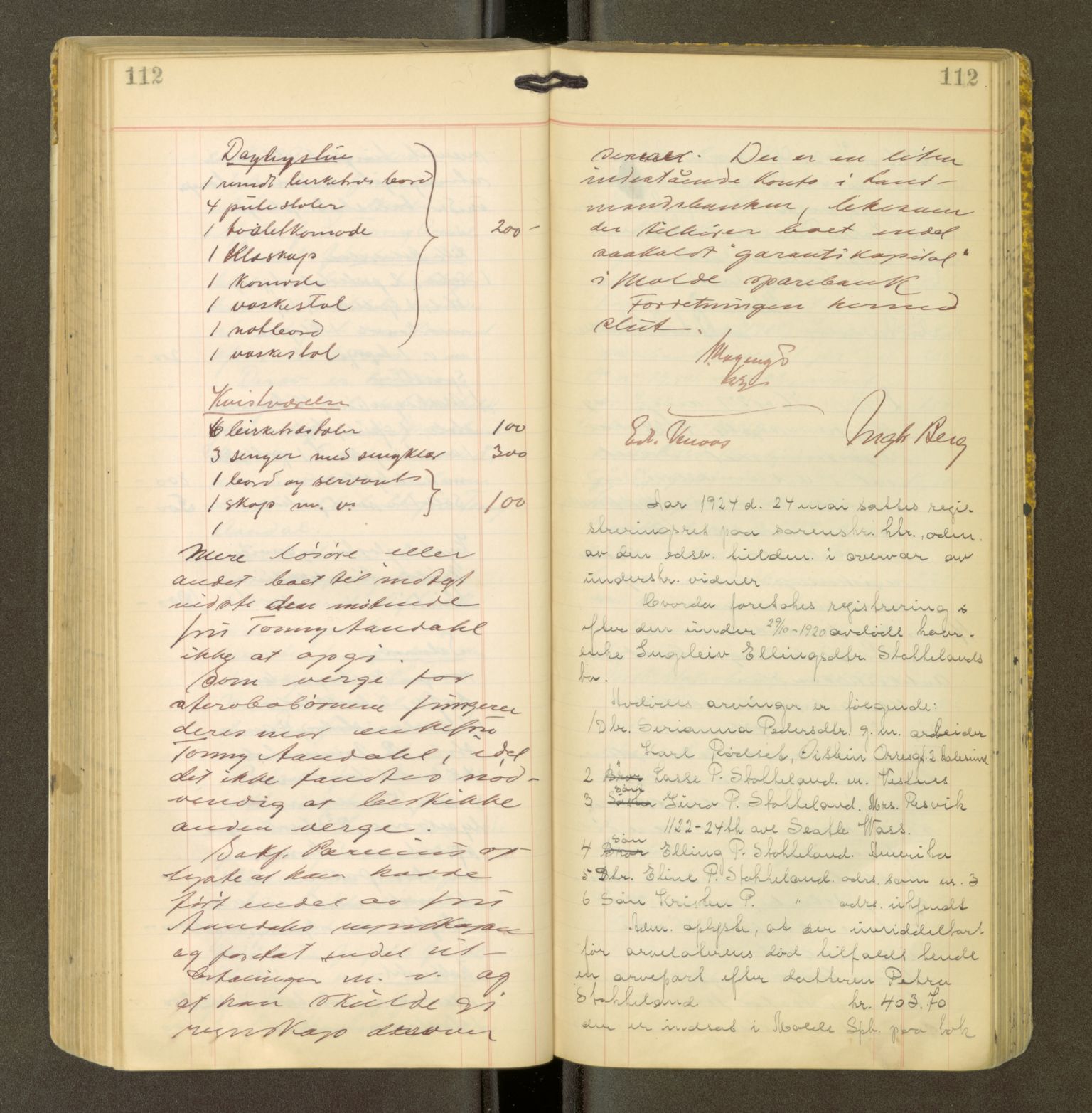 Romsdal sorenskriveri, AV/SAT-A-4149/1/3/3Ca/L0001: Registreringsprotokoll, 1921-1926, p. 112