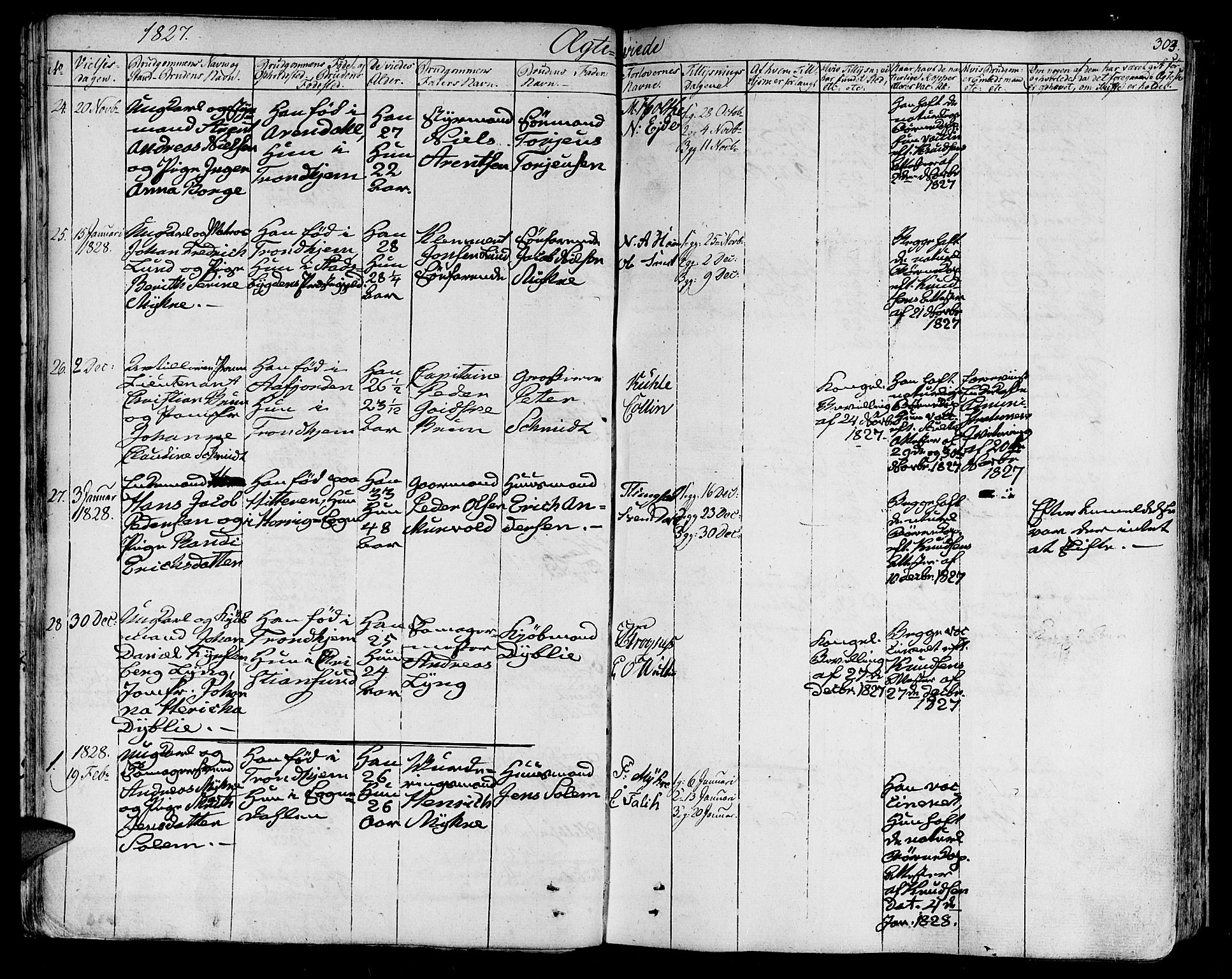 Ministerialprotokoller, klokkerbøker og fødselsregistre - Sør-Trøndelag, SAT/A-1456/602/L0109: Parish register (official) no. 602A07, 1821-1840, p. 303
