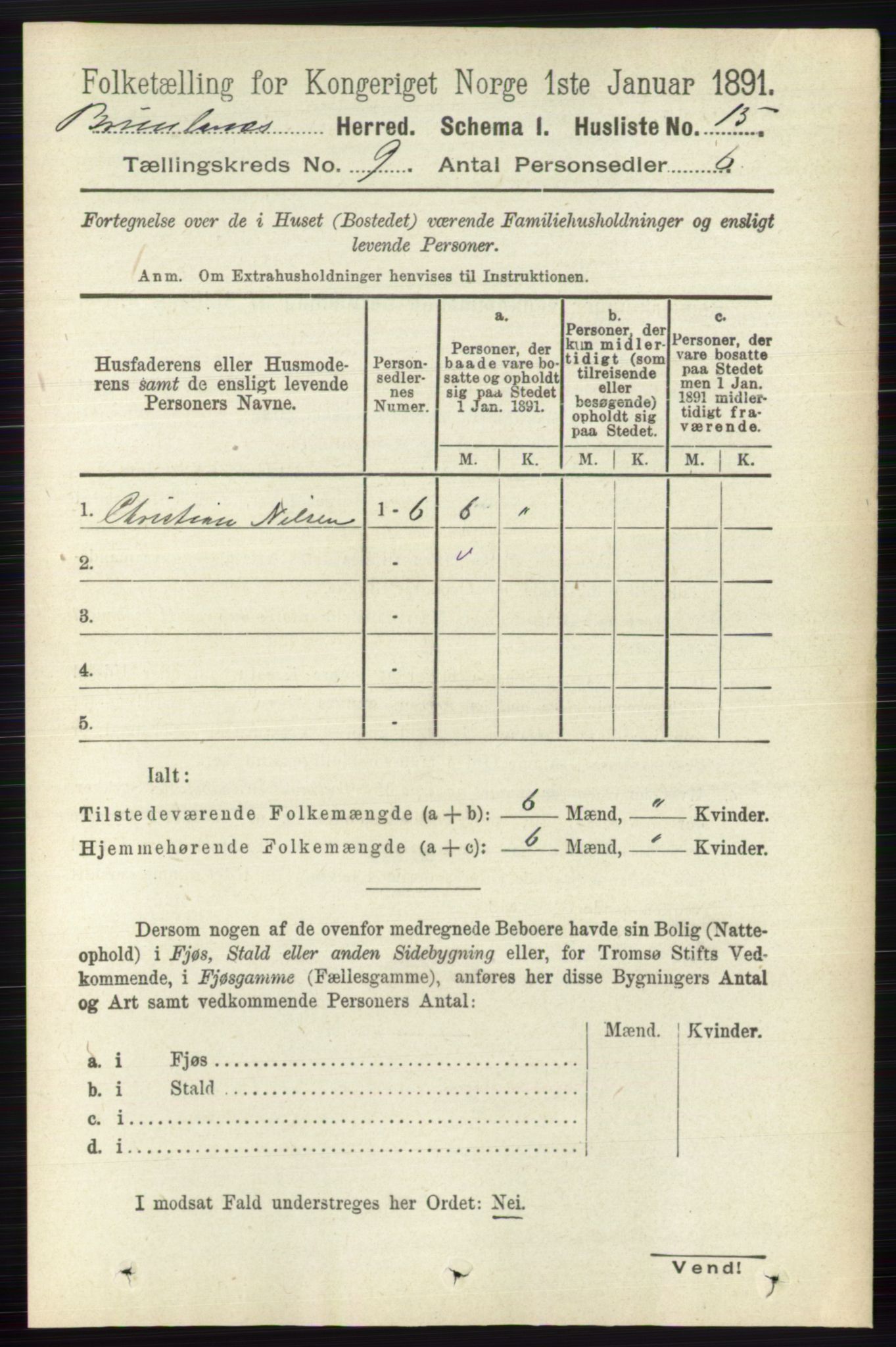 RA, 1891 census for 0726 Brunlanes, 1891, p. 4035