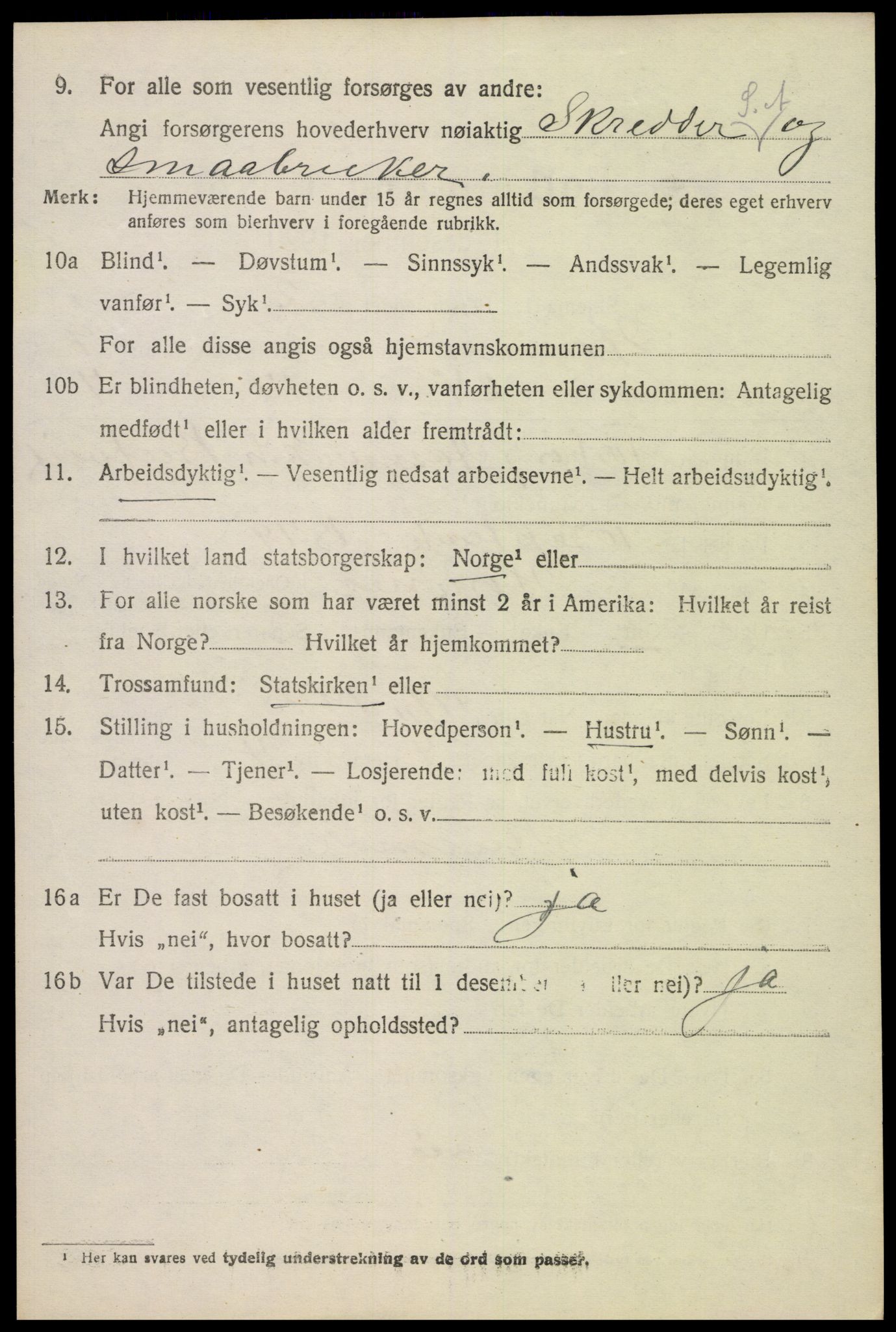 SAK, 1920 census for Hornnes, 1920, p. 2488