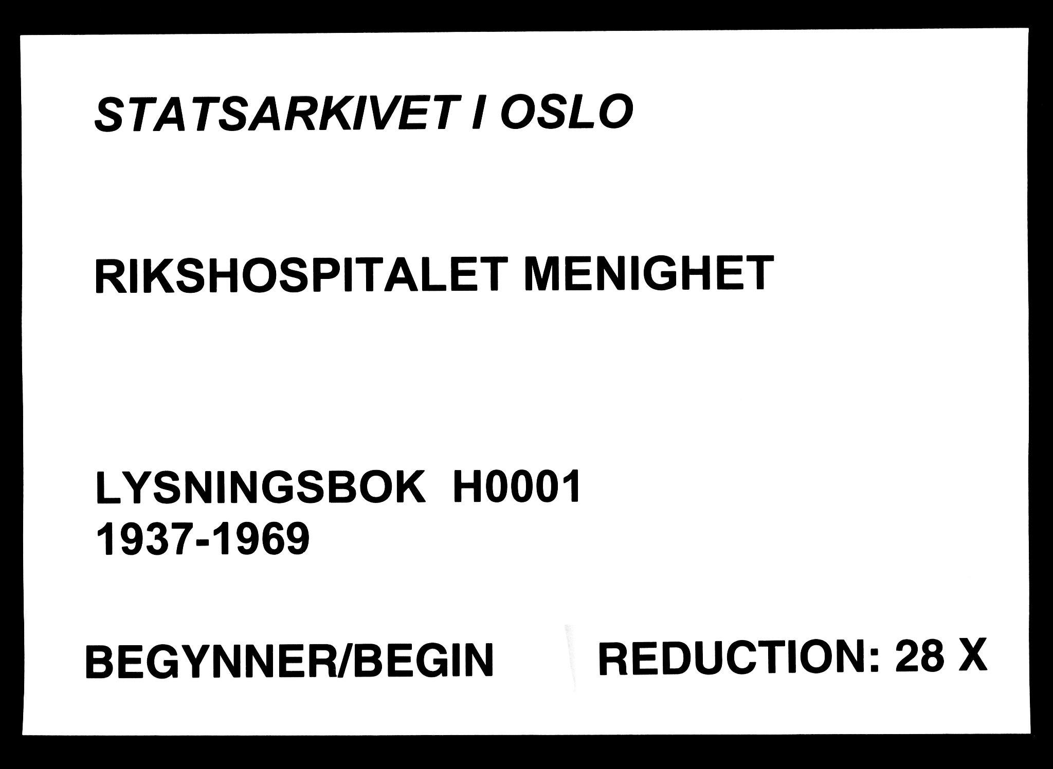 Rikshospitalet prestekontor Kirkebøker, AV/SAO-A-10309b/H/L0001: Banns register no. 1, 1937-1969