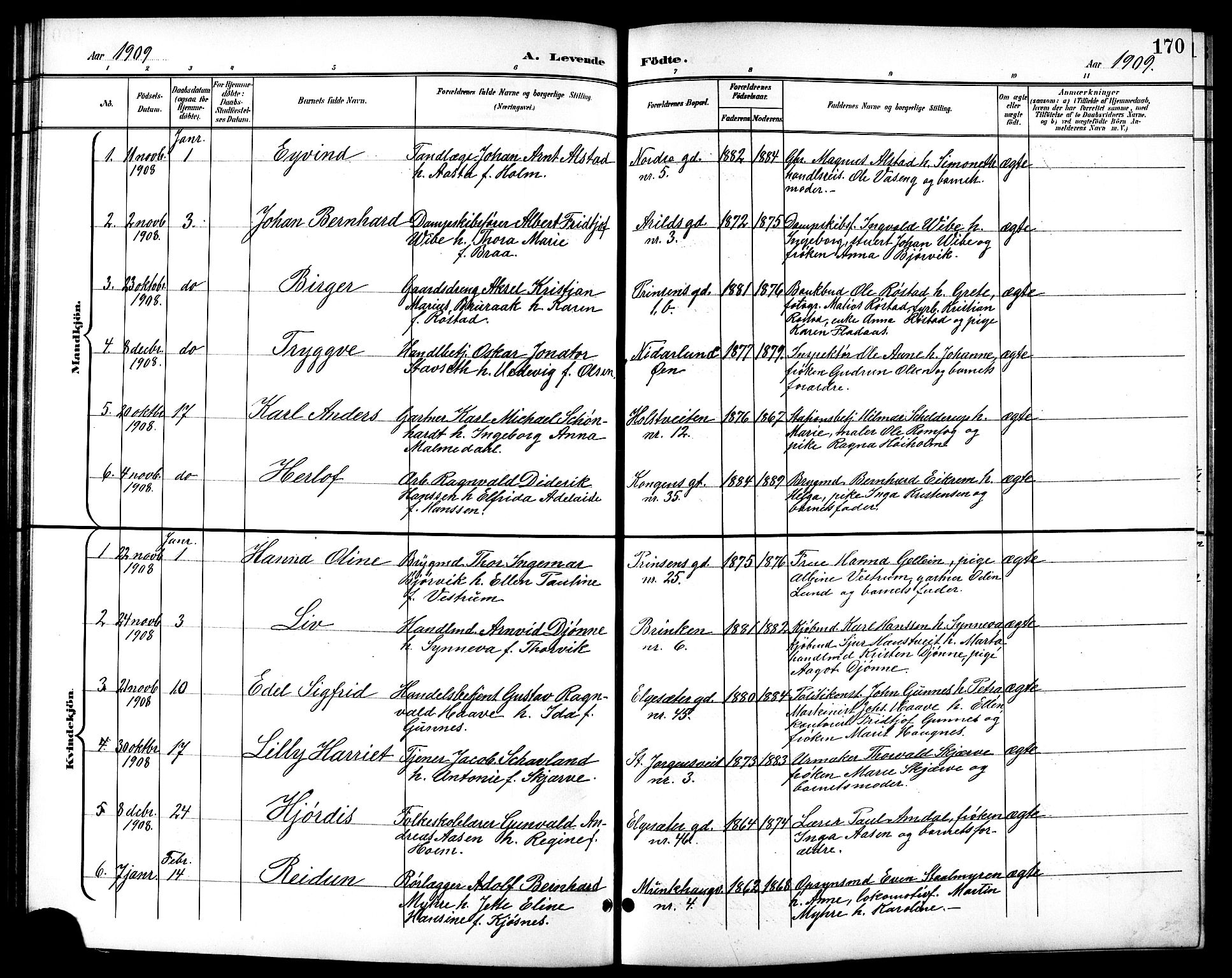 Ministerialprotokoller, klokkerbøker og fødselsregistre - Sør-Trøndelag, SAT/A-1456/601/L0094: Parish register (copy) no. 601C12, 1898-1911, p. 170