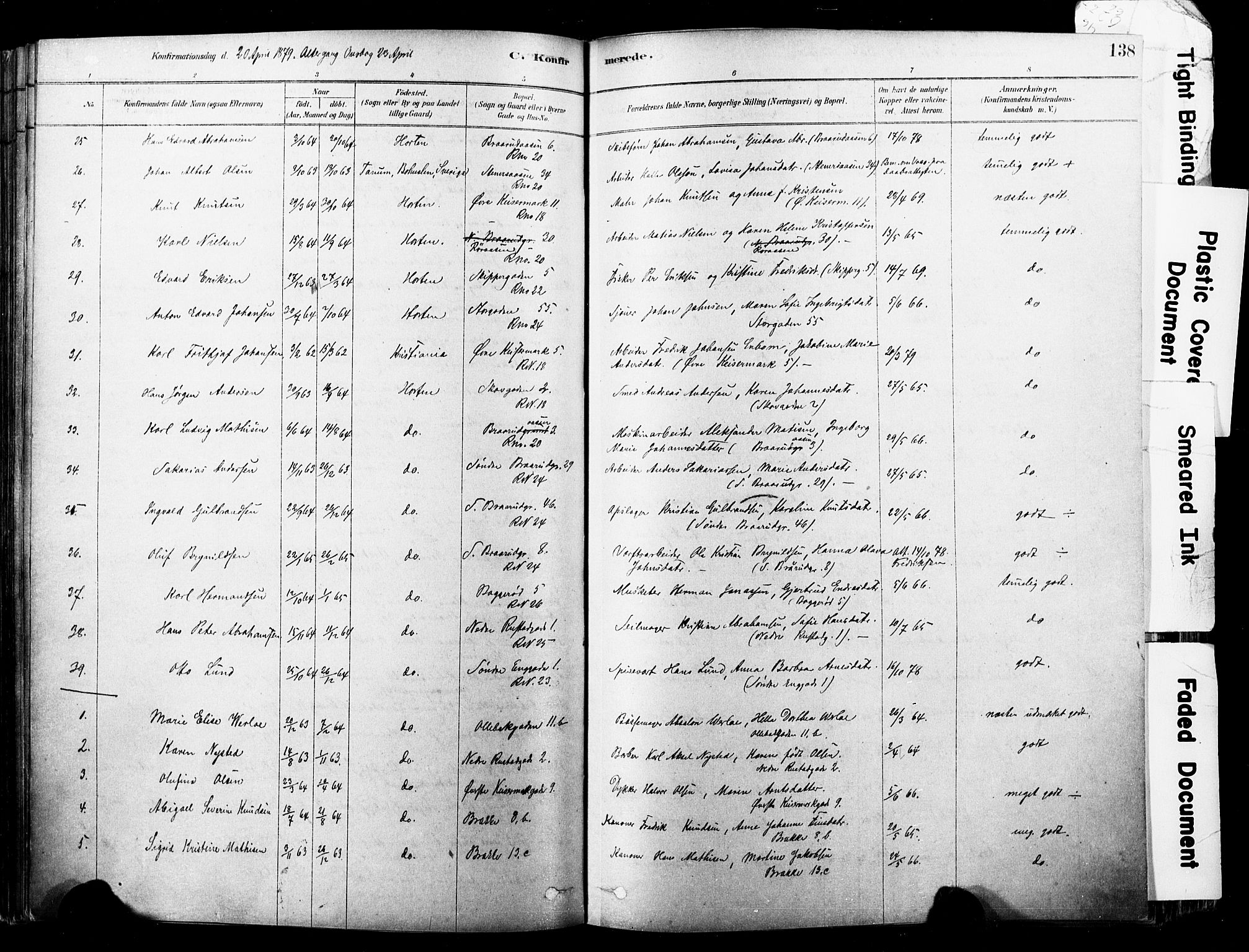 Horten kirkebøker, AV/SAKO-A-348/F/Fa/L0003: Parish register (official) no. 3, 1878-1887, p. 138