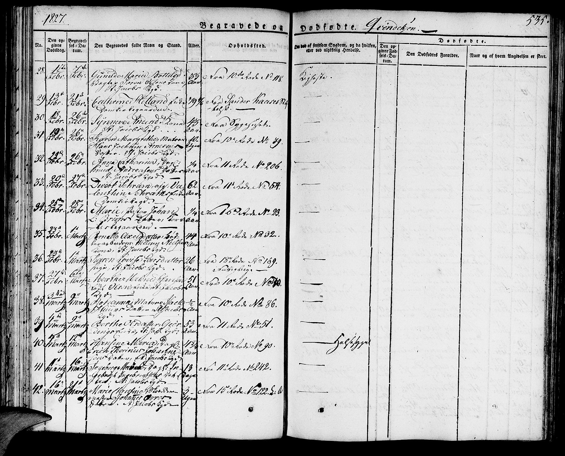 Domkirken sokneprestembete, AV/SAB-A-74801/H/Haa/L0012: Parish register (official) no. A 12, 1821-1840, p. 535