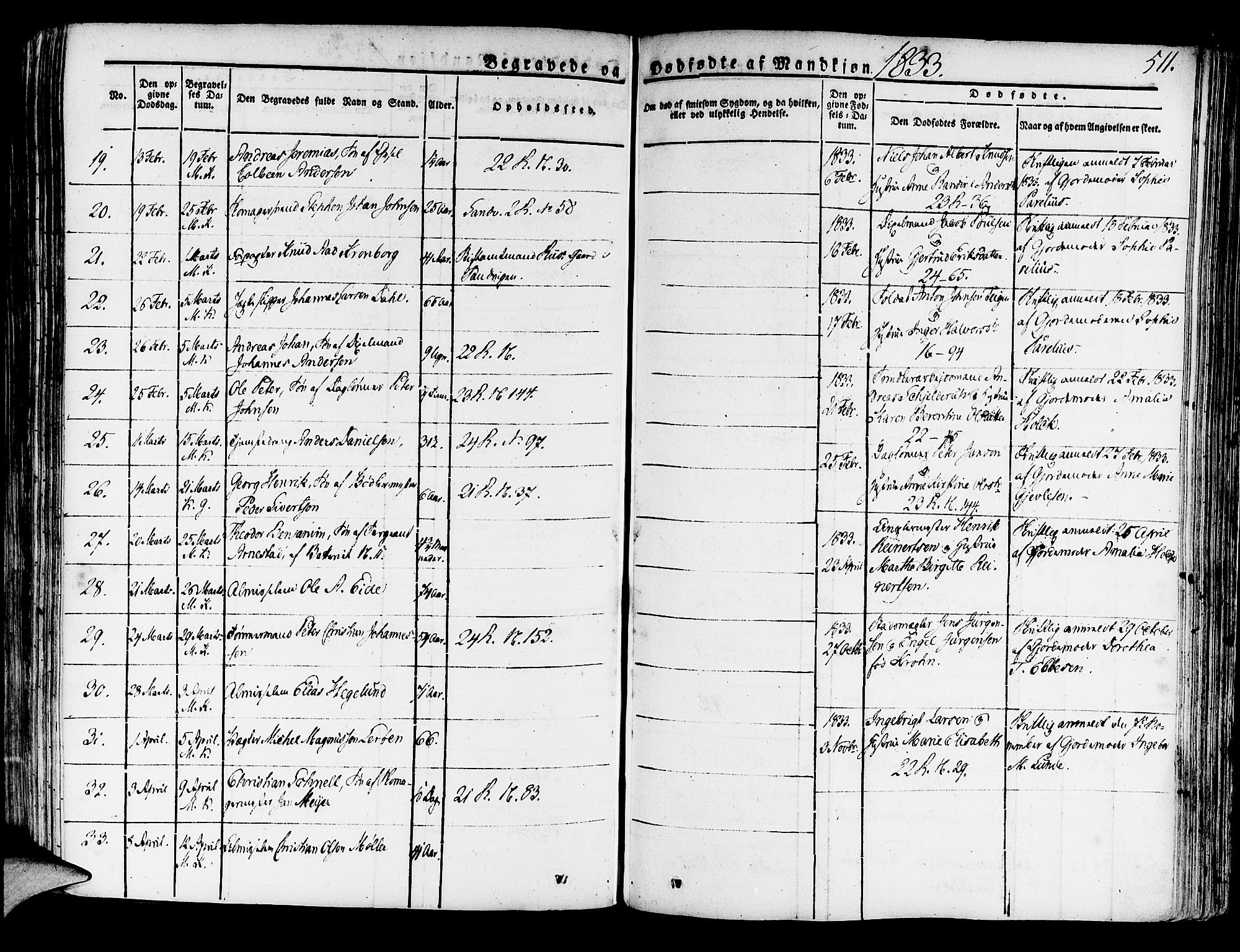 Korskirken sokneprestembete, SAB/A-76101/H/Haa/L0014: Parish register (official) no. A 14, 1823-1835, p. 511
