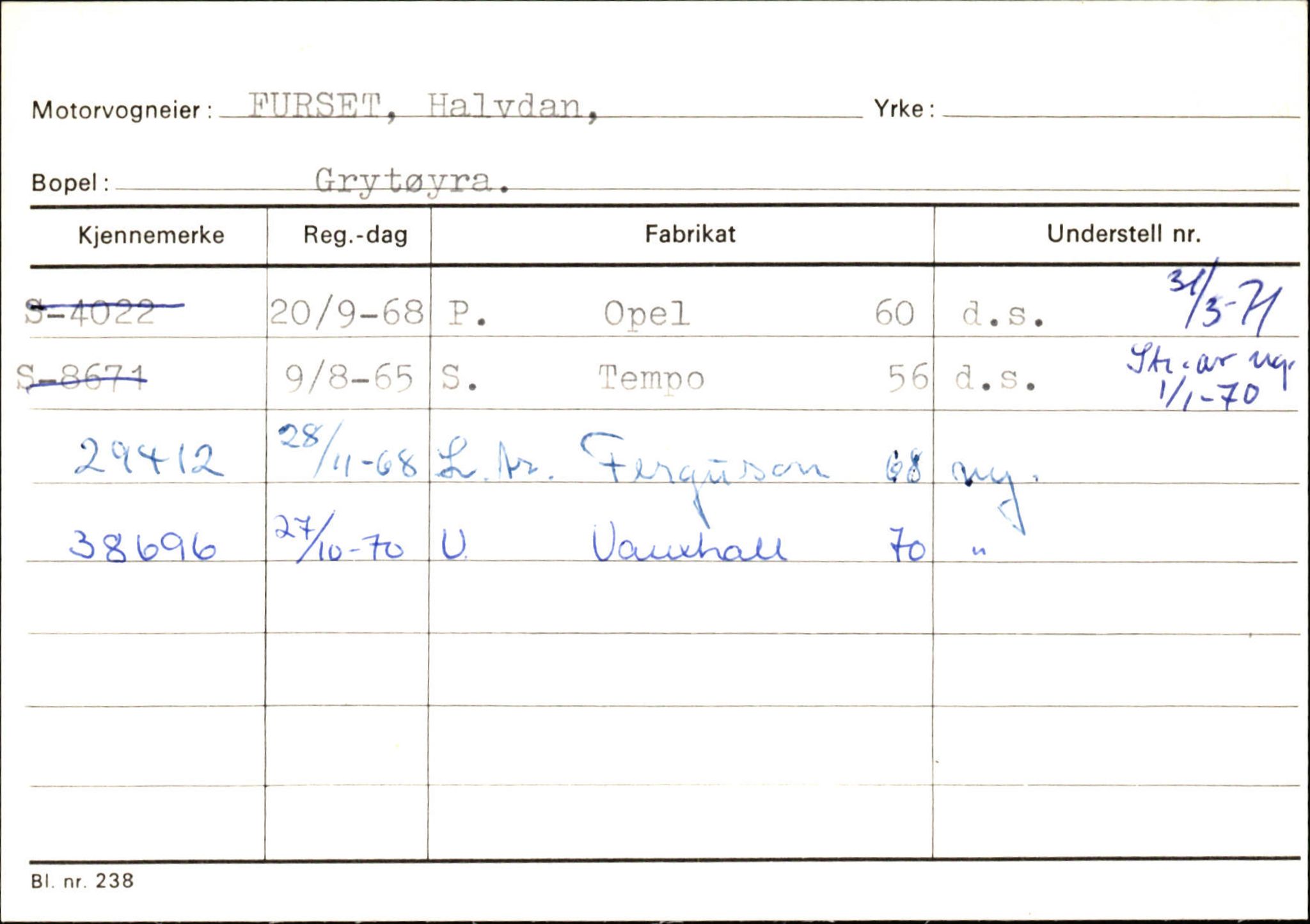 Statens vegvesen, Sogn og Fjordane vegkontor, AV/SAB-A-5301/4/F/L0132: Eigarregister Askvoll A-Å. Balestrand A-Å, 1945-1975, p. 347