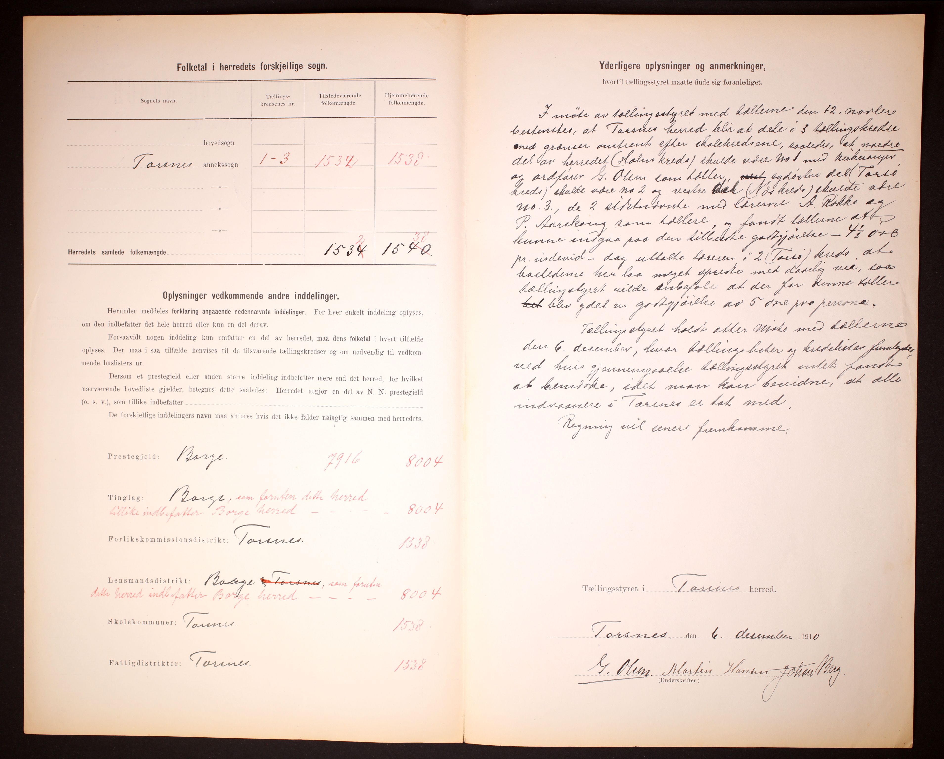 RA, 1910 census for Torsnes, 1910, p. 3