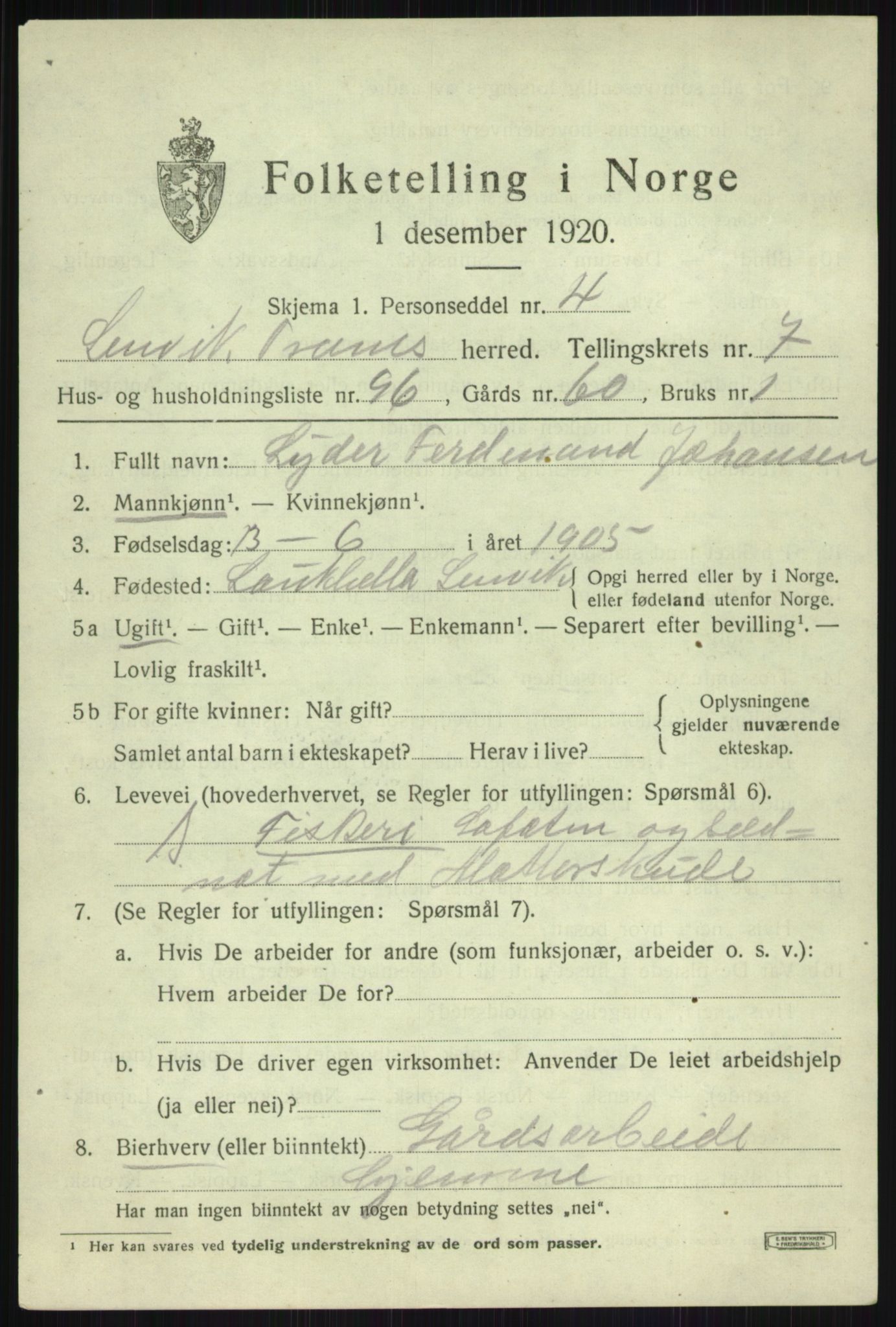 SATØ, 1920 census for Lenvik, 1920, p. 10692