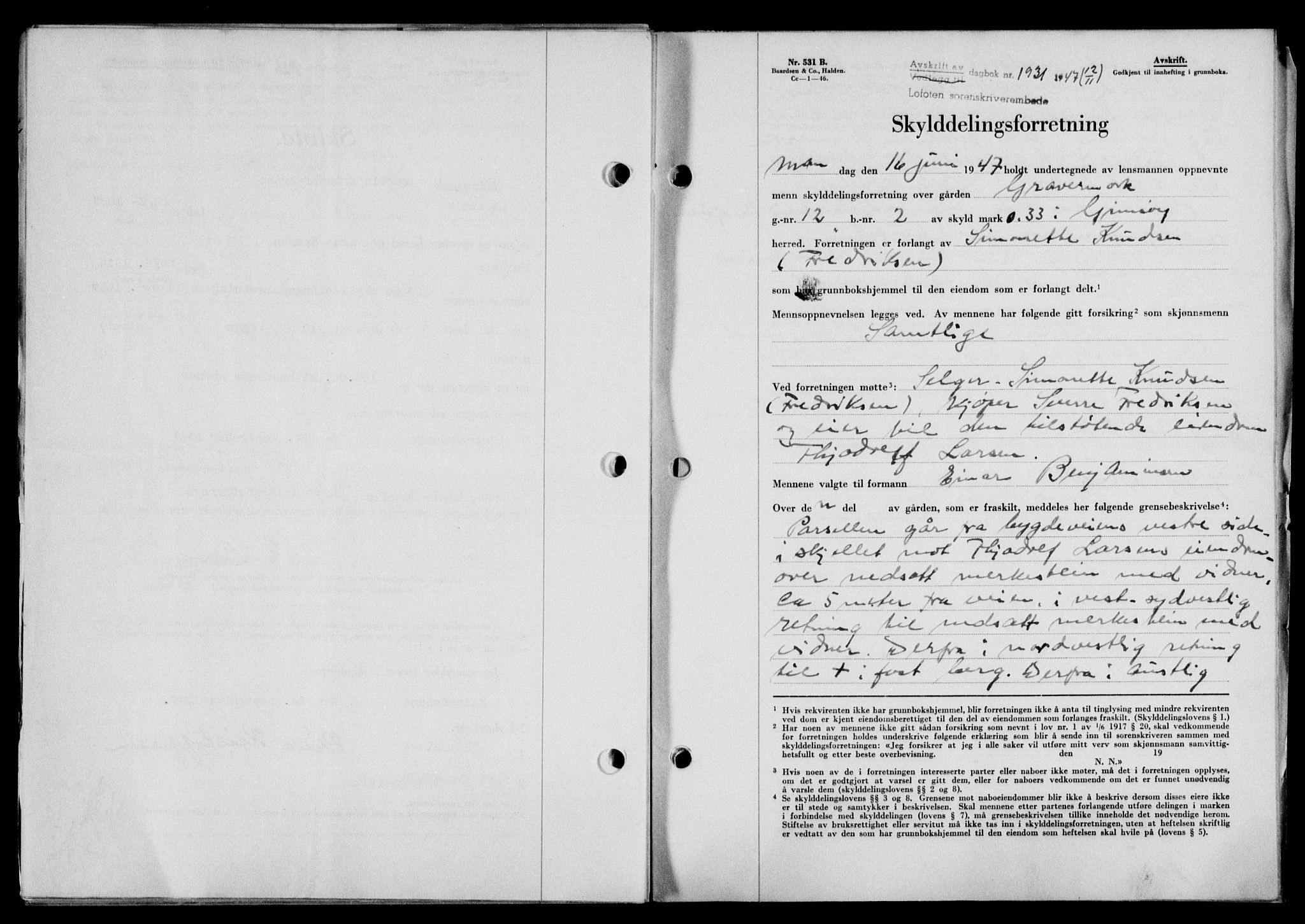 Lofoten sorenskriveri, SAT/A-0017/1/2/2C/L0017a: Mortgage book no. 17a, 1947-1948, Diary no: : 1931/1947