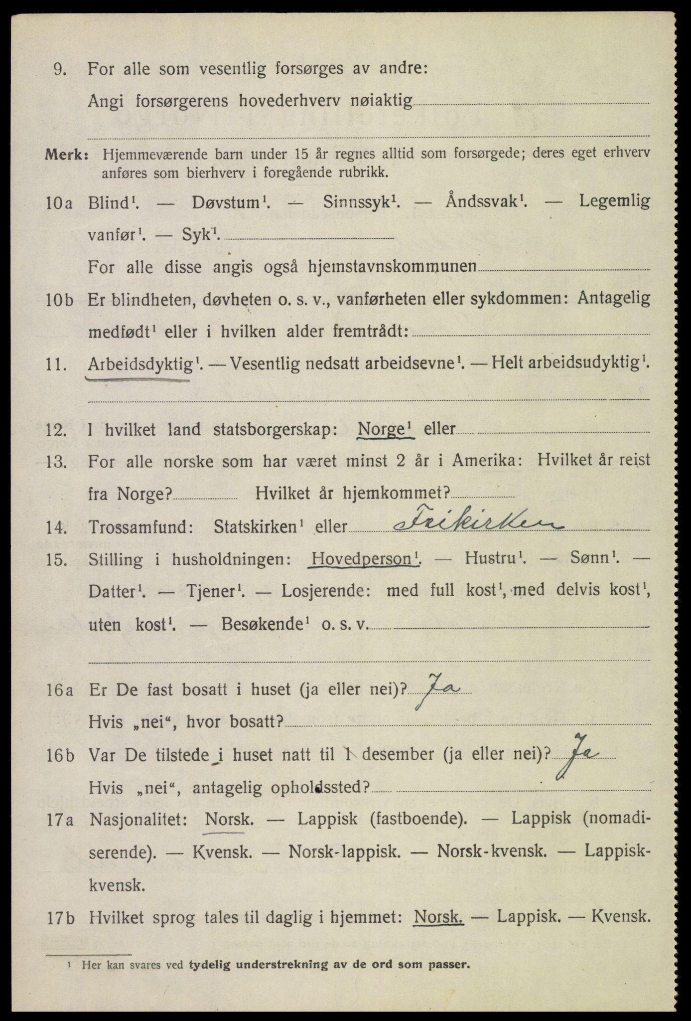 SAT, 1920 census for Hadsel, 1920, p. 3407